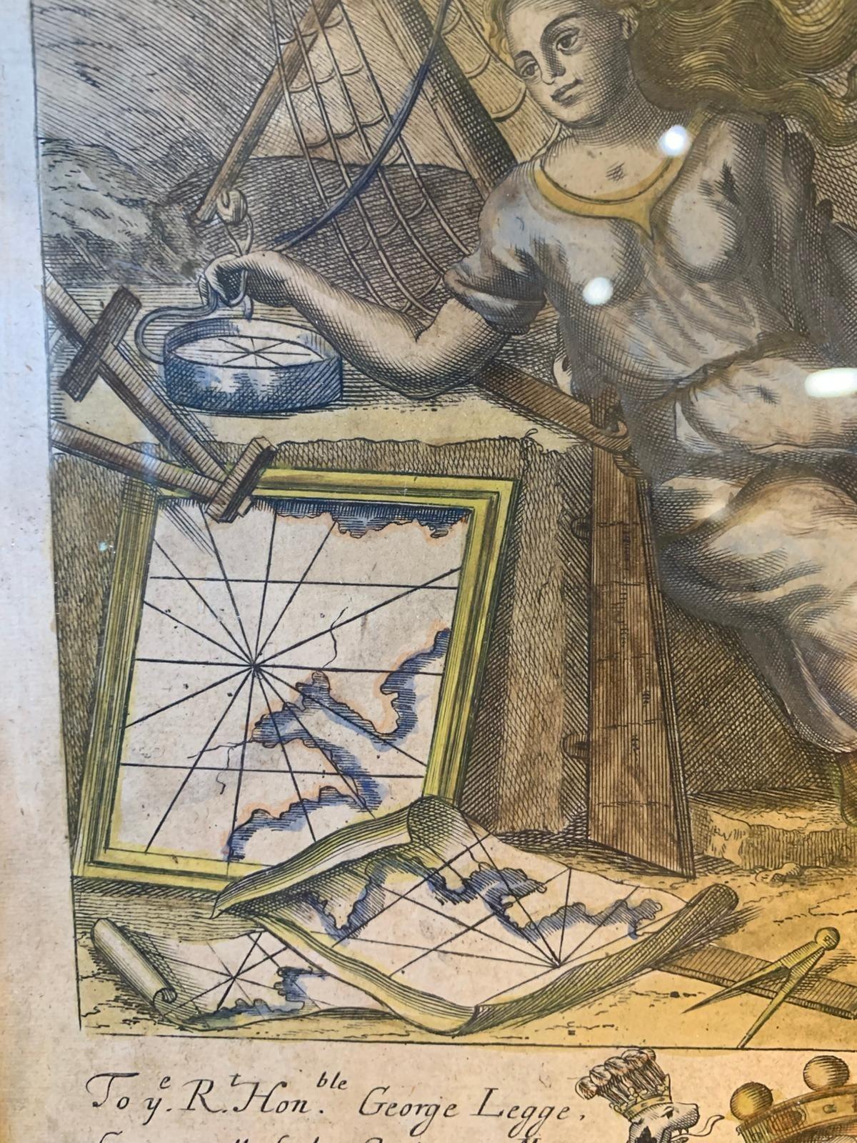 17th Century Navigation engraving by R Blome