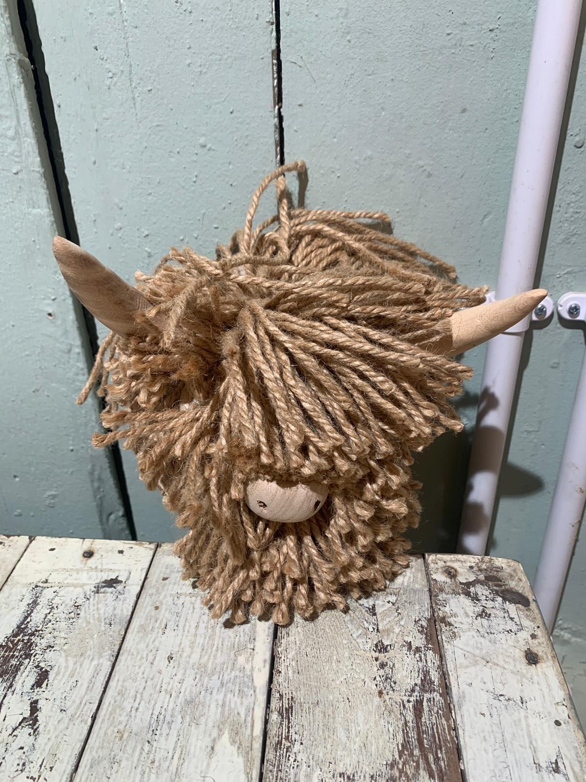 Ailsa Mini Wall Mounted Cow | Jute Natural