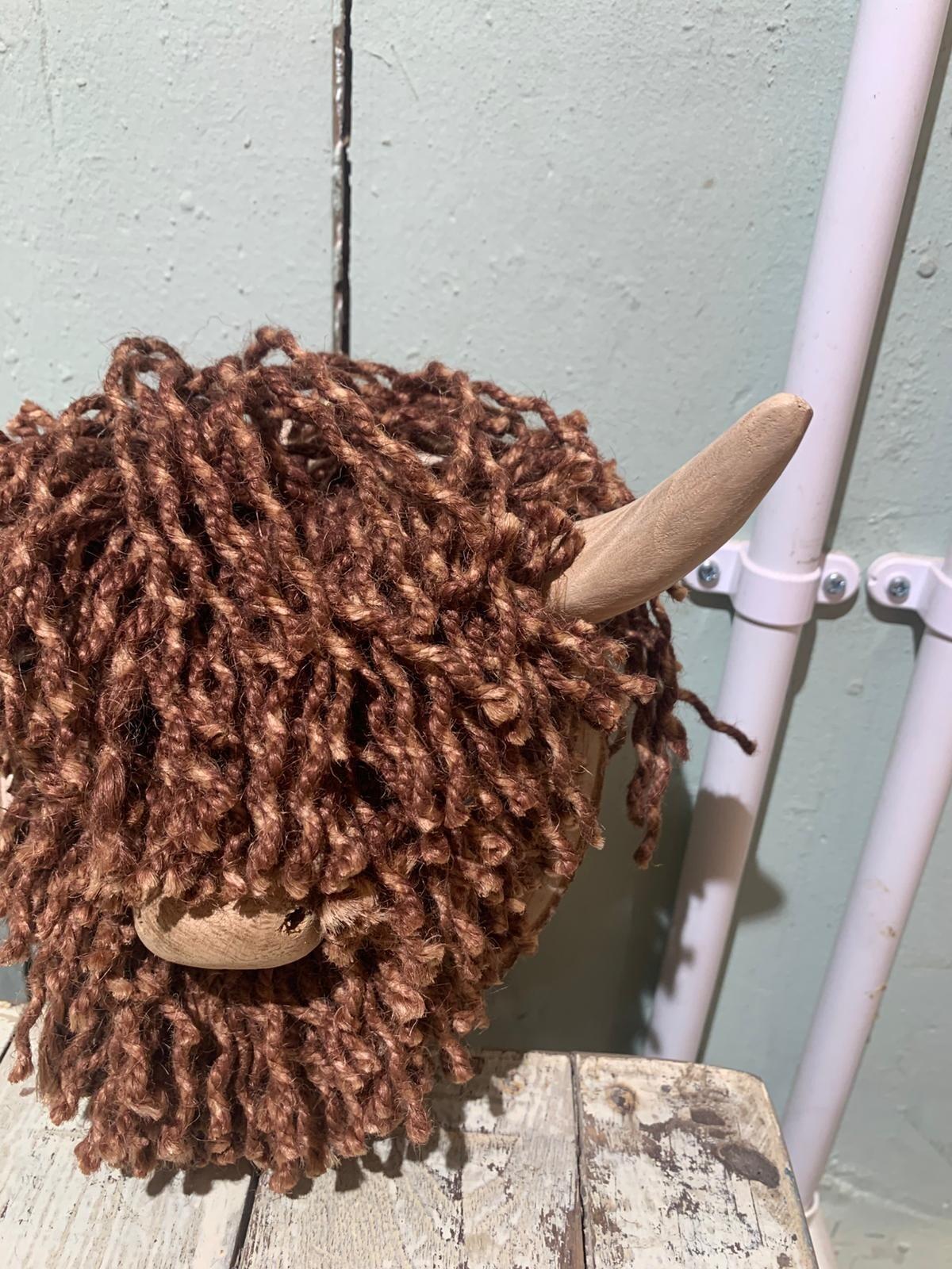 Ailsa Mini Wall Mounted Cow | Jute Brown