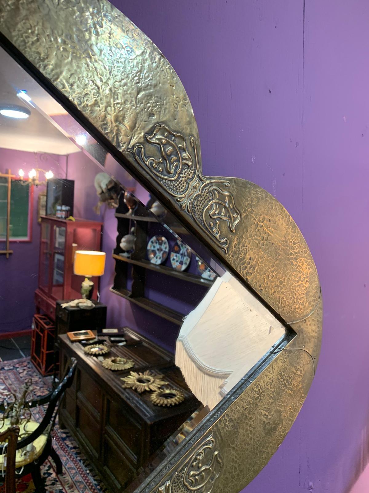 Brass quatrefoil mirror