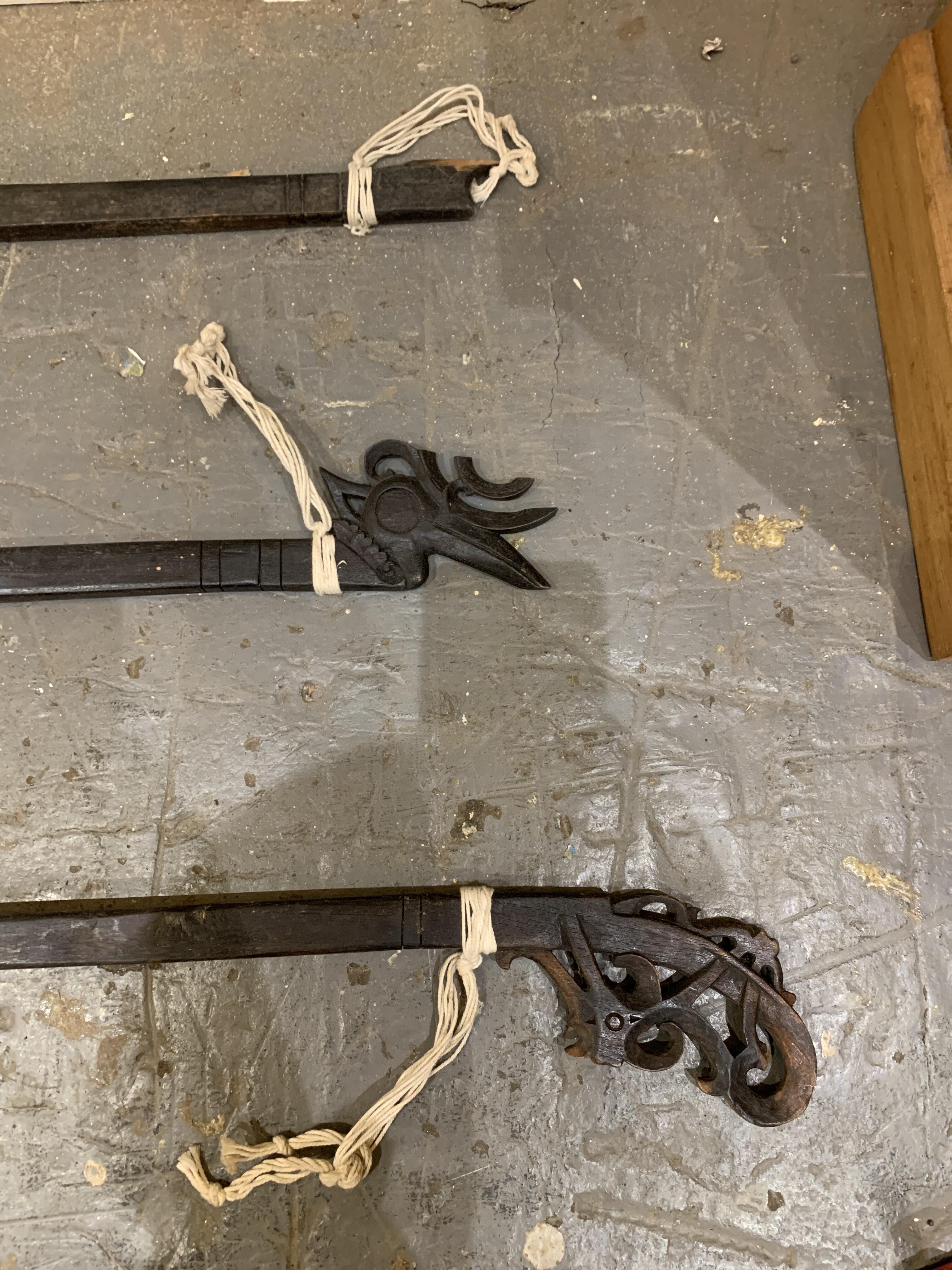 Eastern Ebonised Wood Curtain Rails