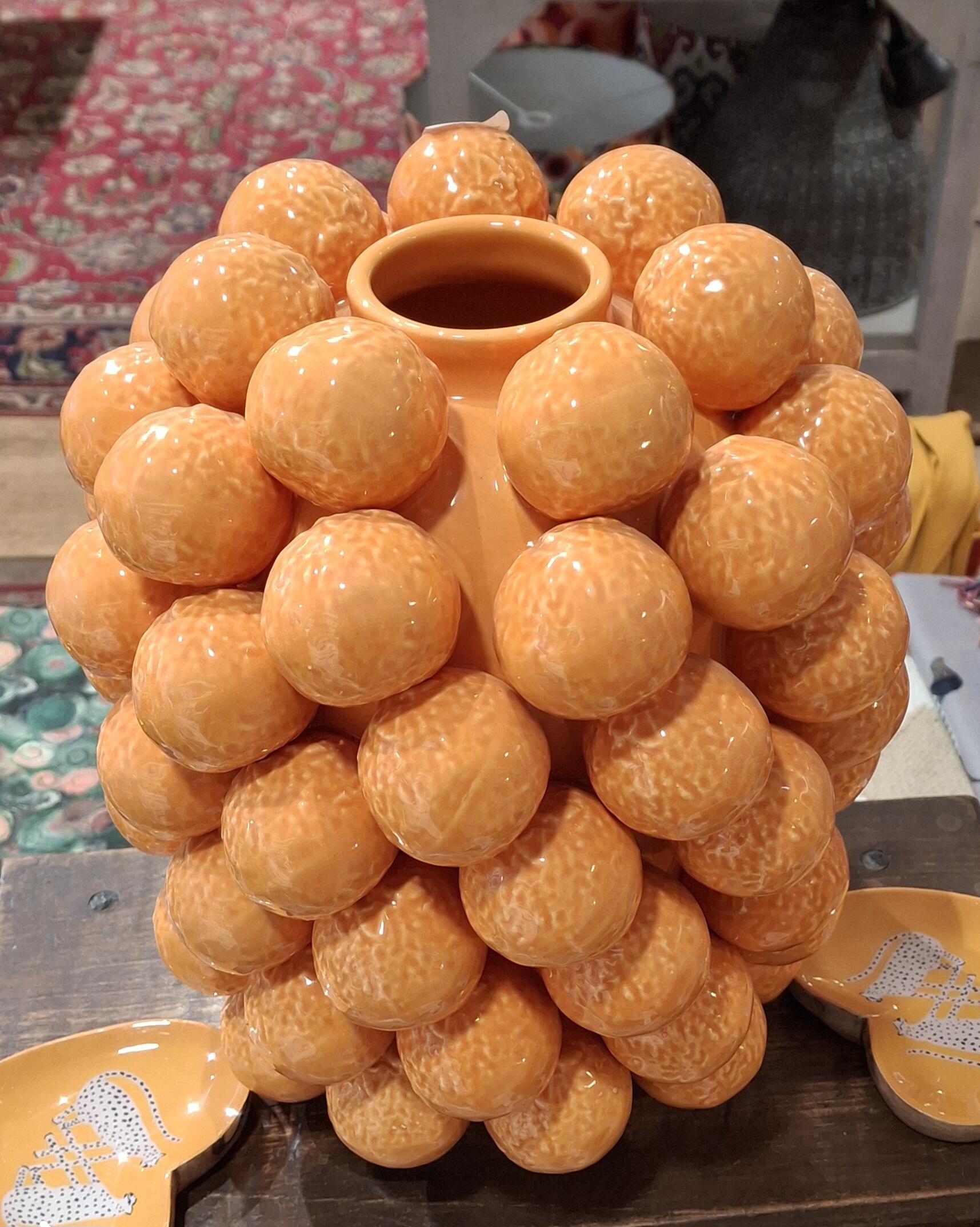 Extra Large Multi Orange Textured Vase
