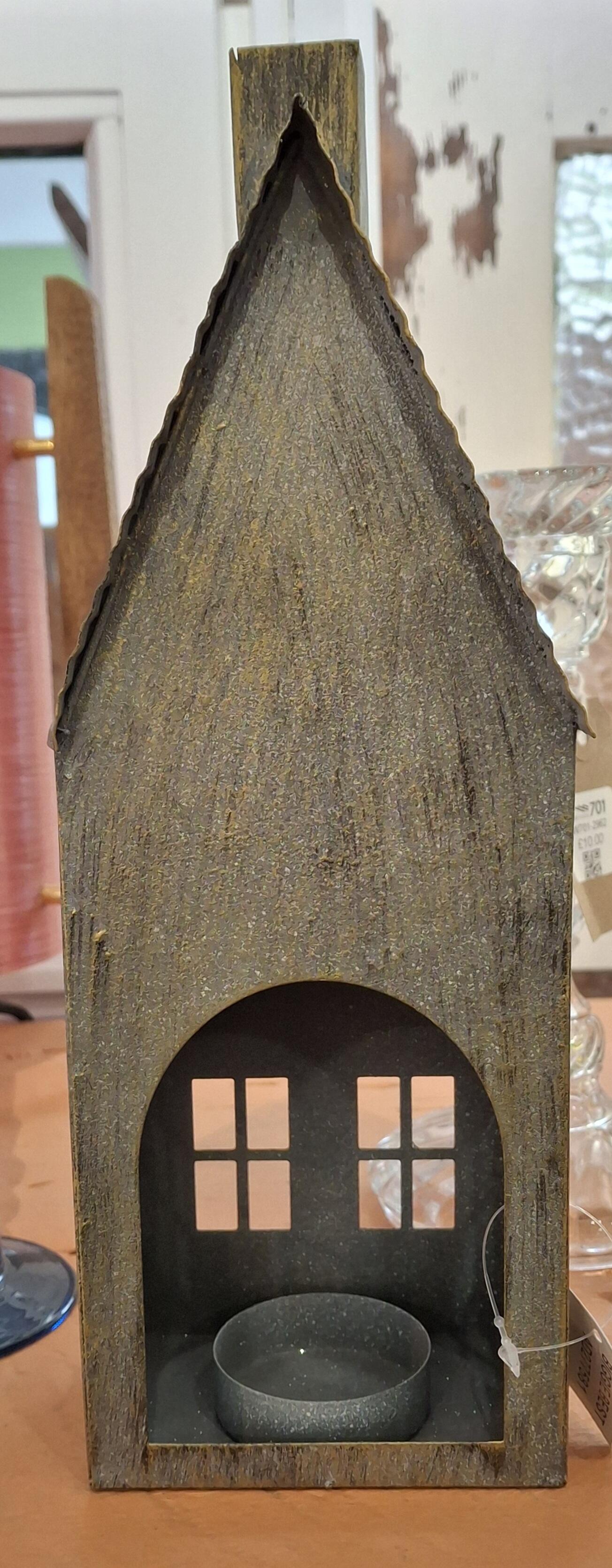 Large Nordic House Tealight Holder - Rustic Charm