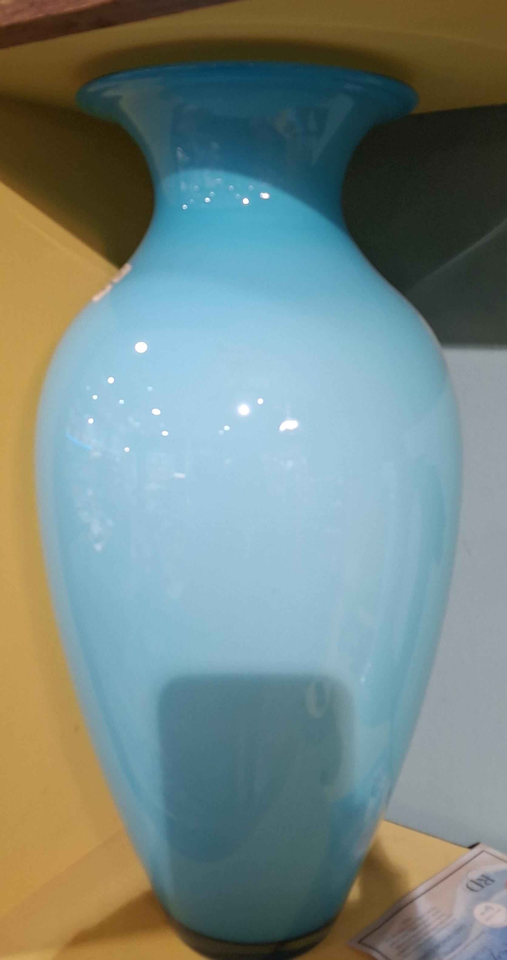 Murano Vase Light Blue with White Interior