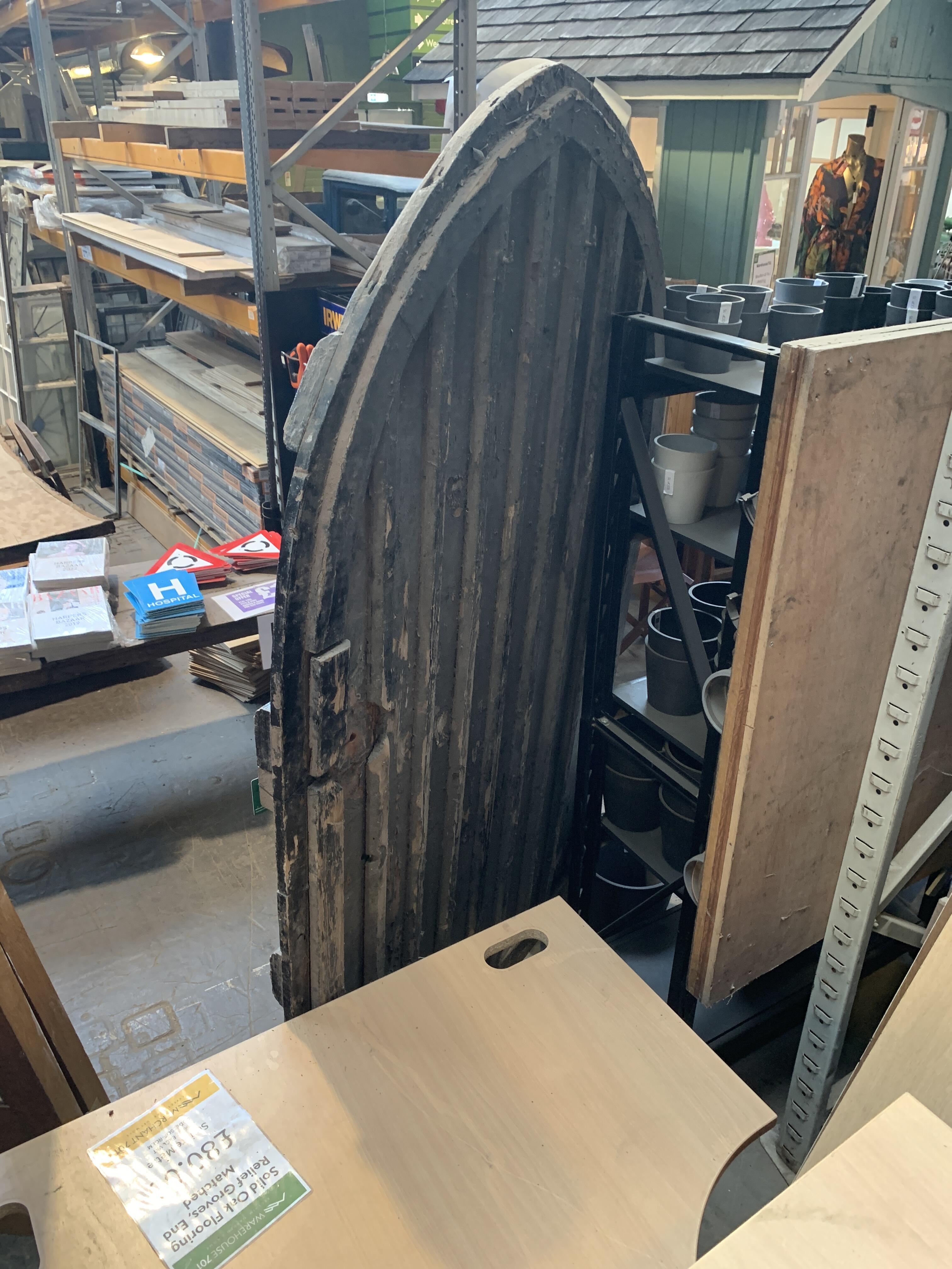 Reclaimed Gothic Black Painted Door