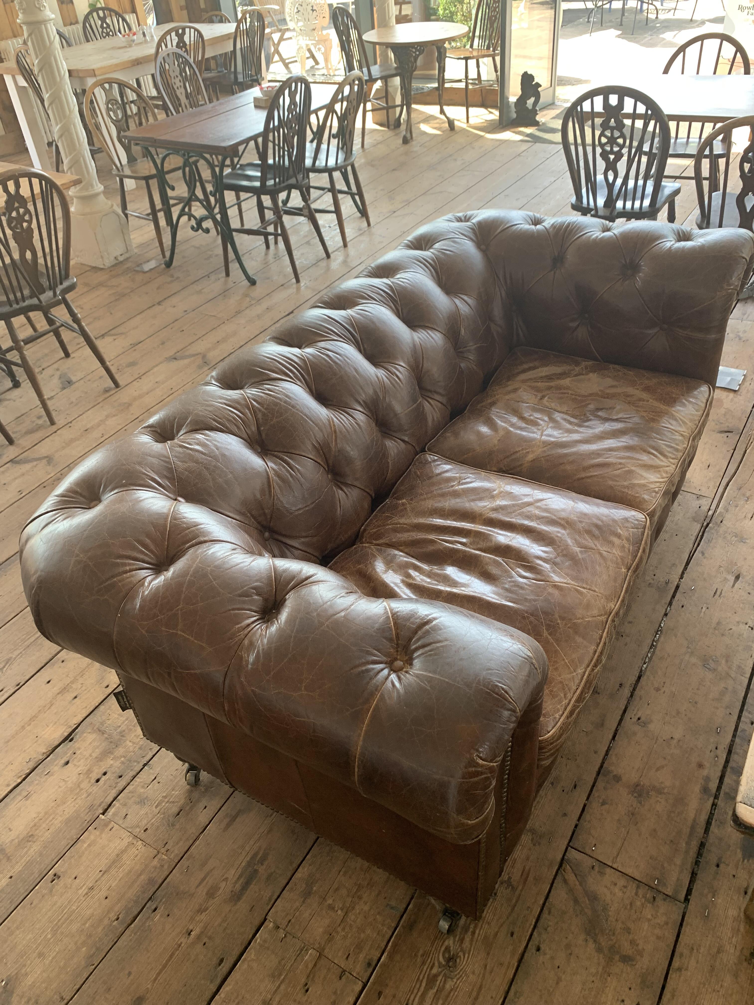 Vintage Leather Chesterfield Sofa - Classic Charm