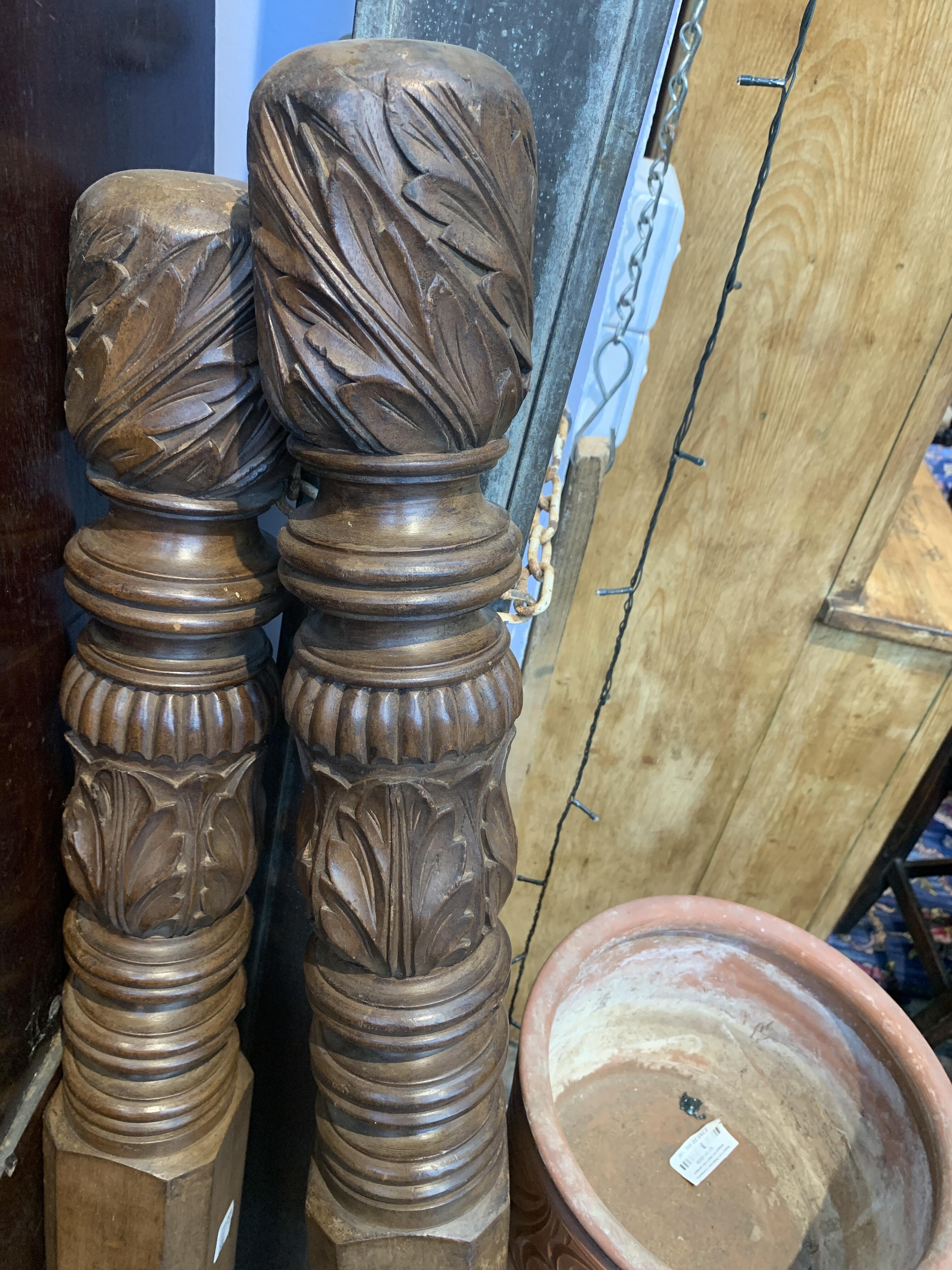 Vintage Carved Wooden Post - Ornate Design