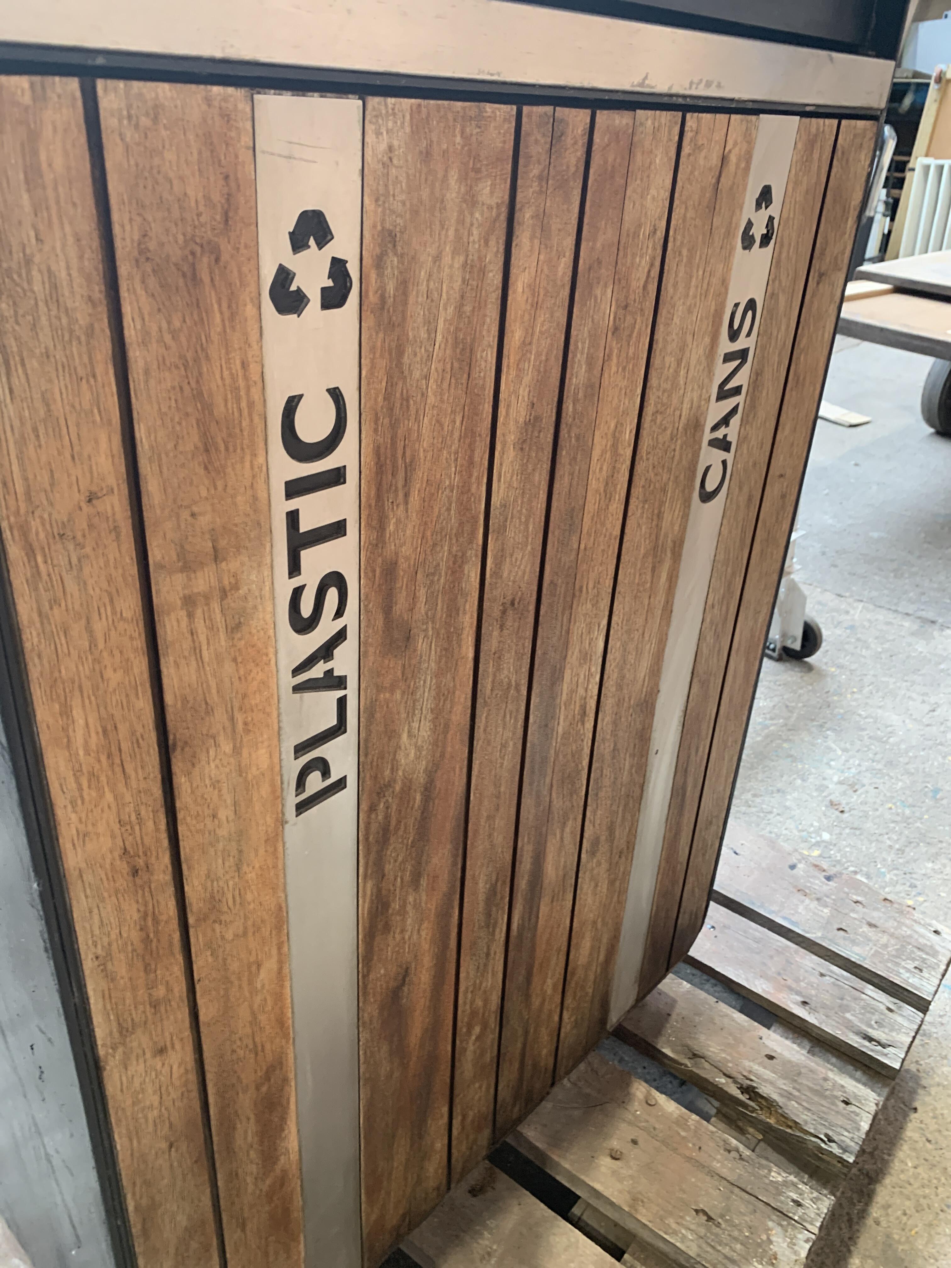 Pair of Black Galvanised Iroko Wood 'Protect' Bins
