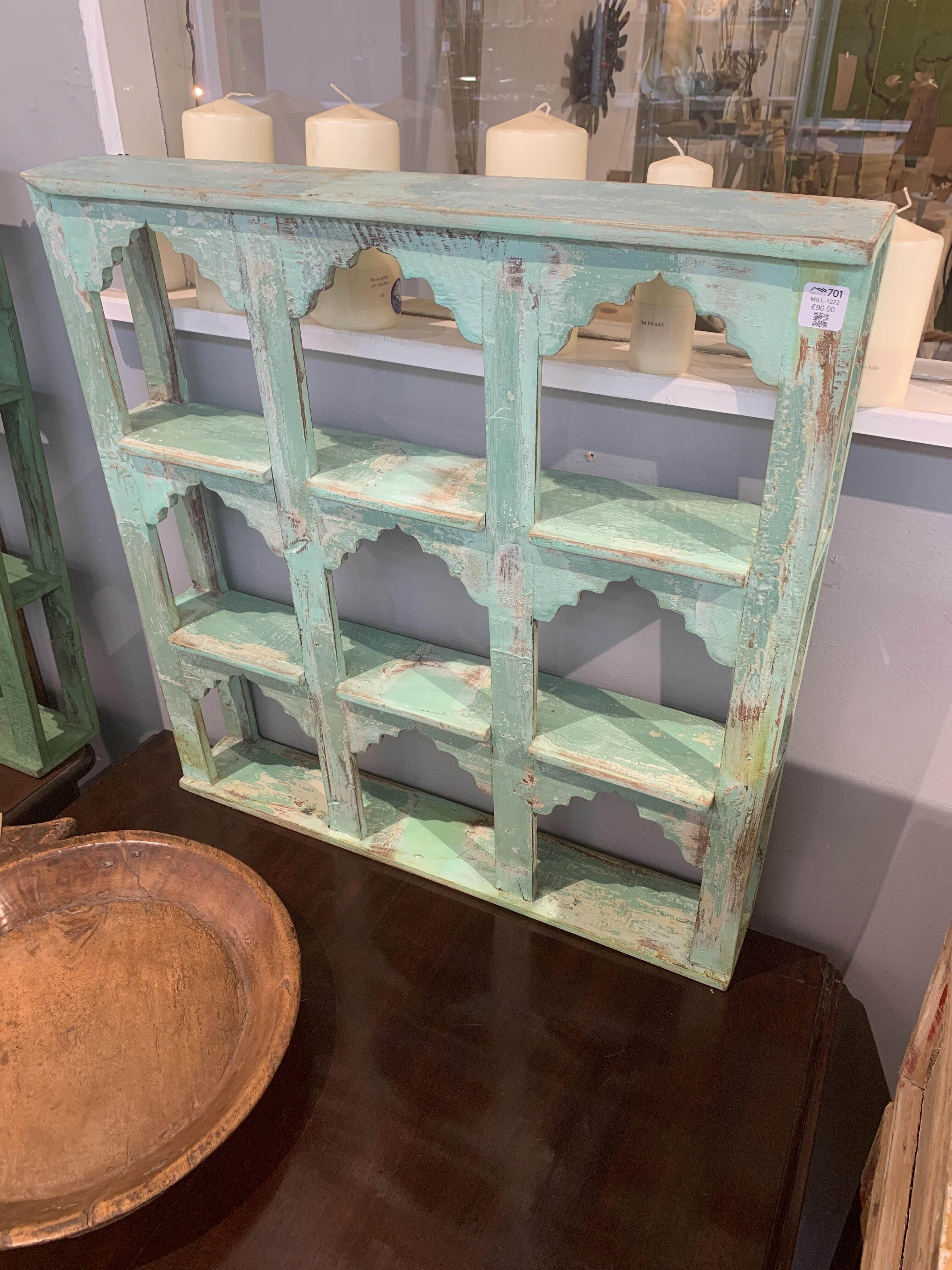 Charming Nine Arch Shelves in Distressed Green
