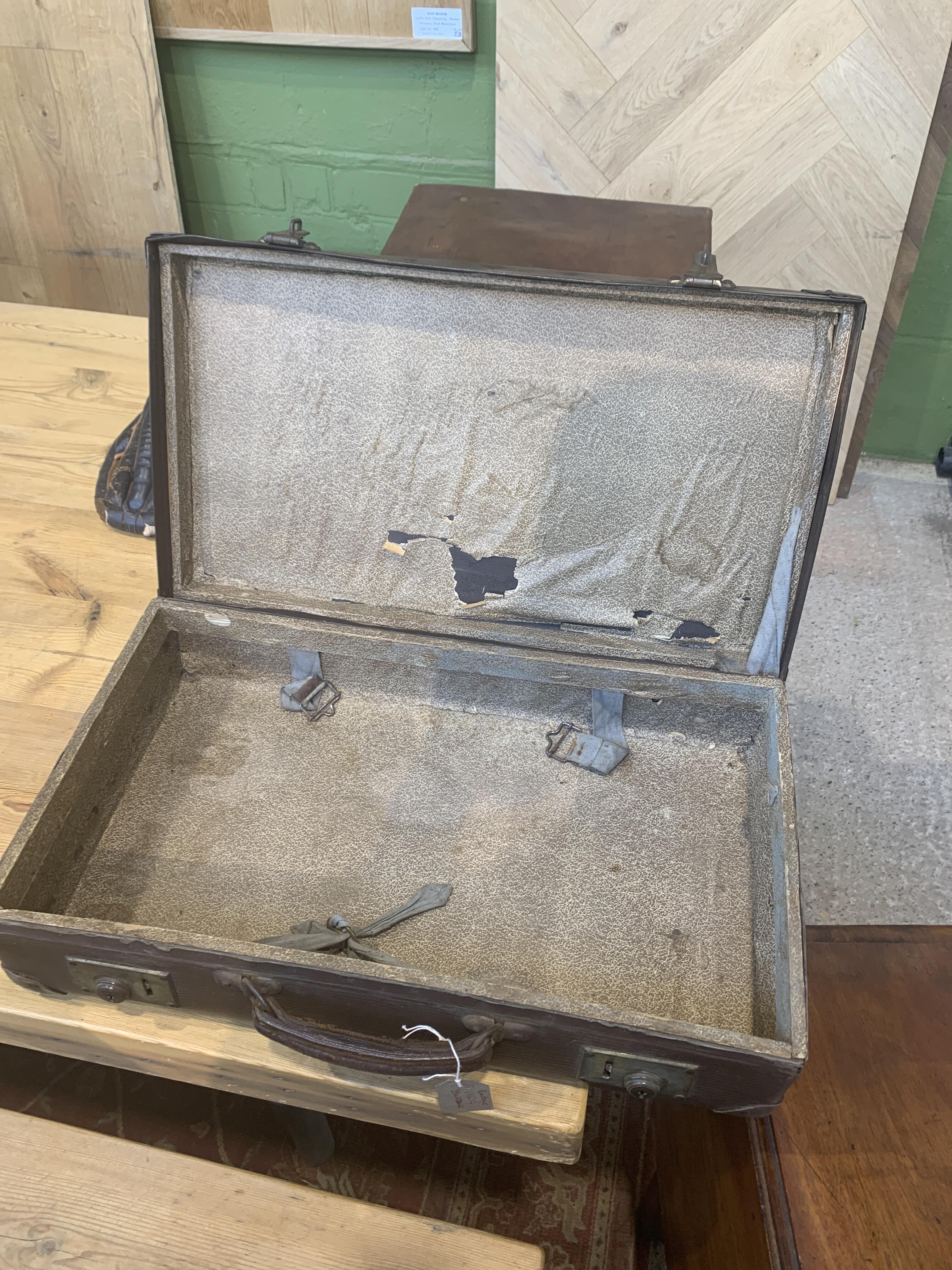 Vintage Brown Suitcase with Character