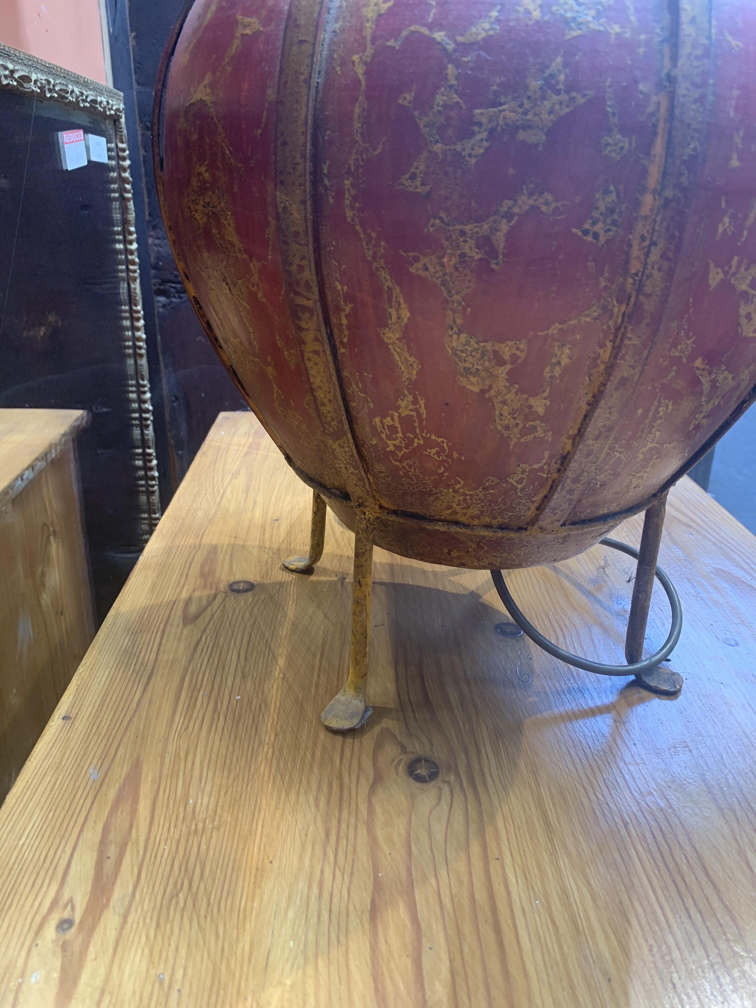 Vintage Metal & Ceramic Red/Yellow Sphere Lamp, 57cm