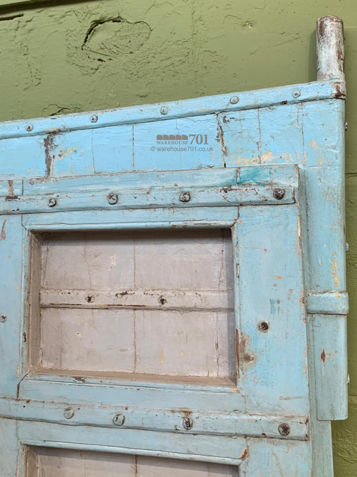 Vintage pair of large blue Pine Doors