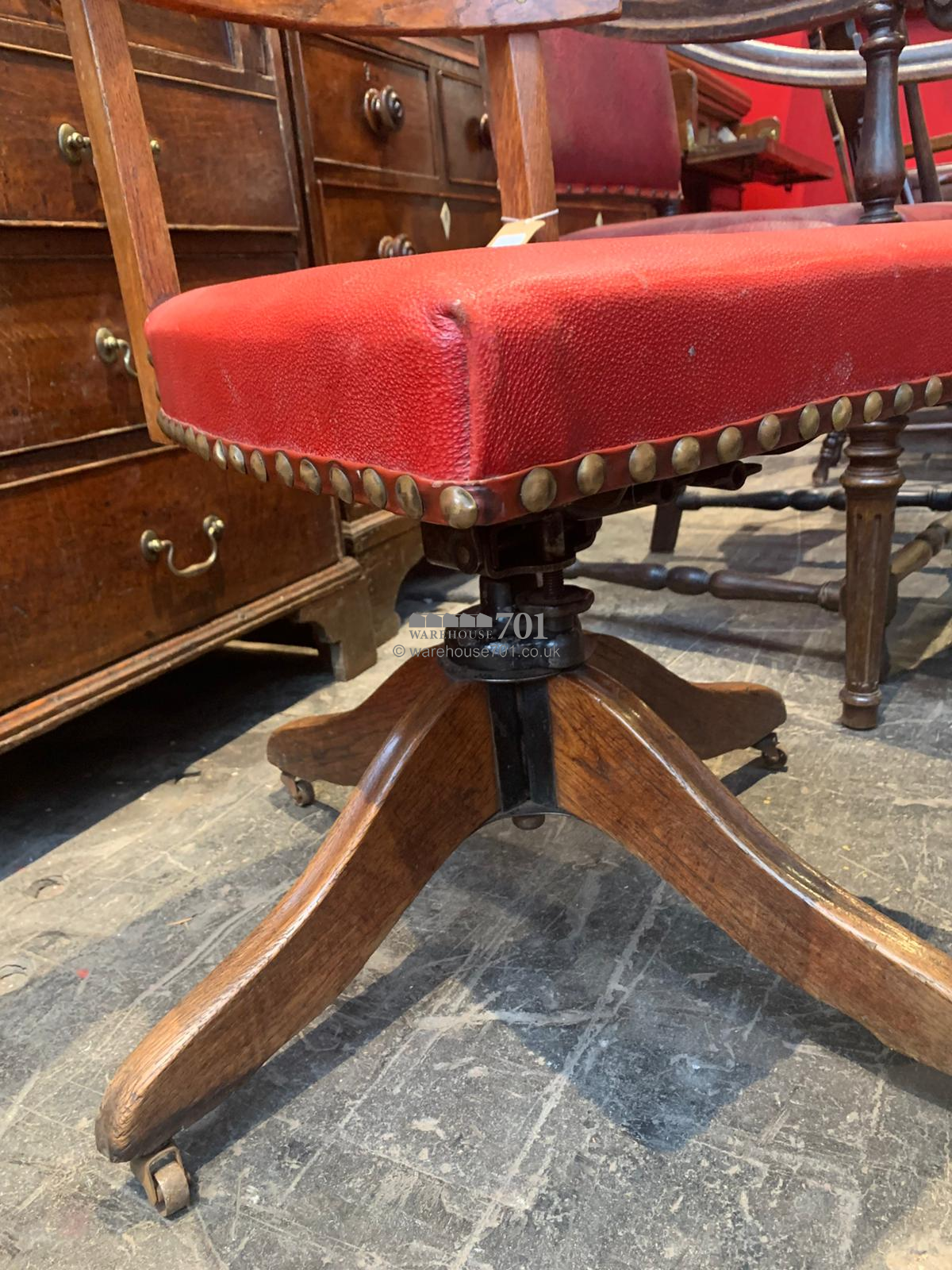 Antique oak swivel chair