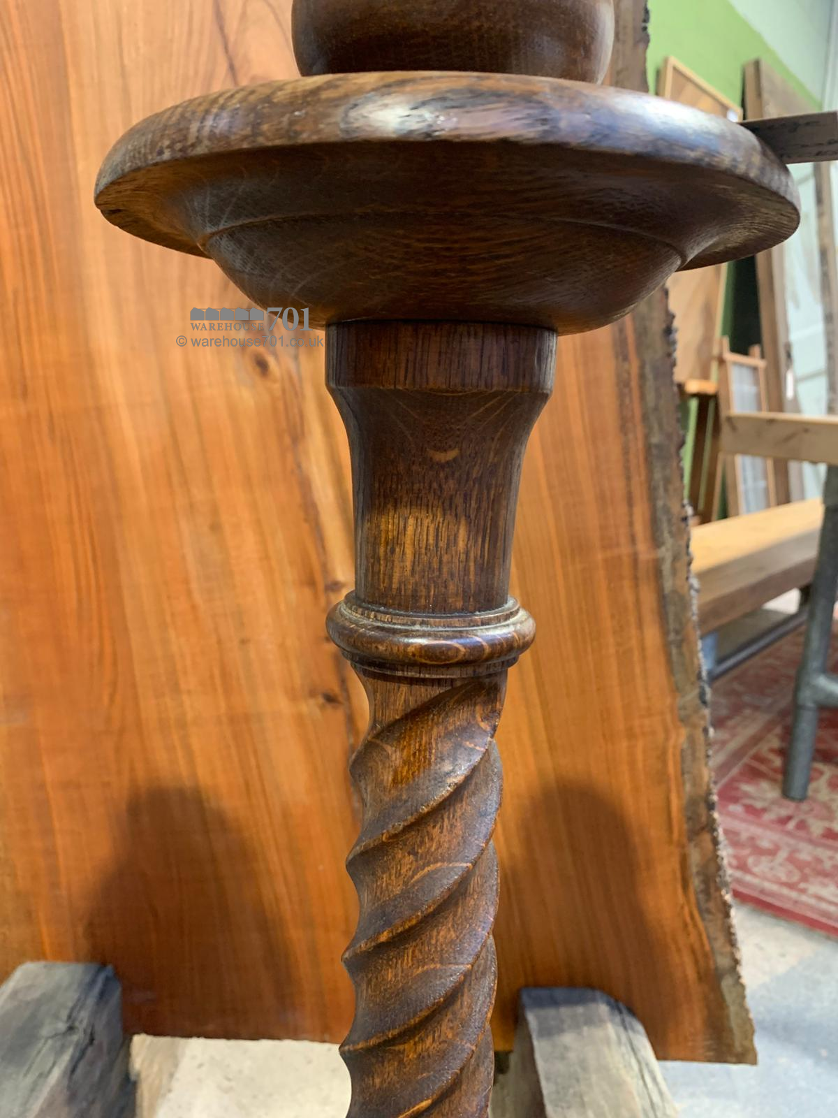 Pair of Large Turned Oak Candlesticks