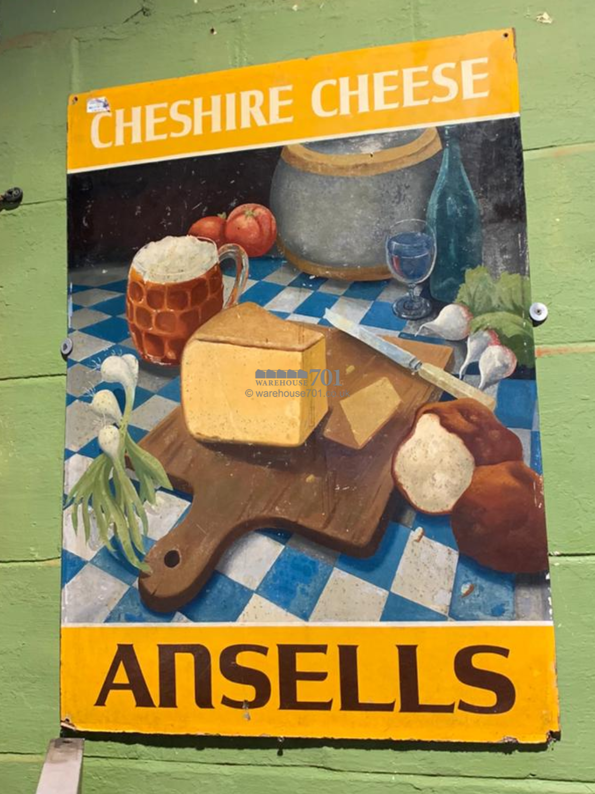 Mid 20th century ansells beer promotional pub sign
