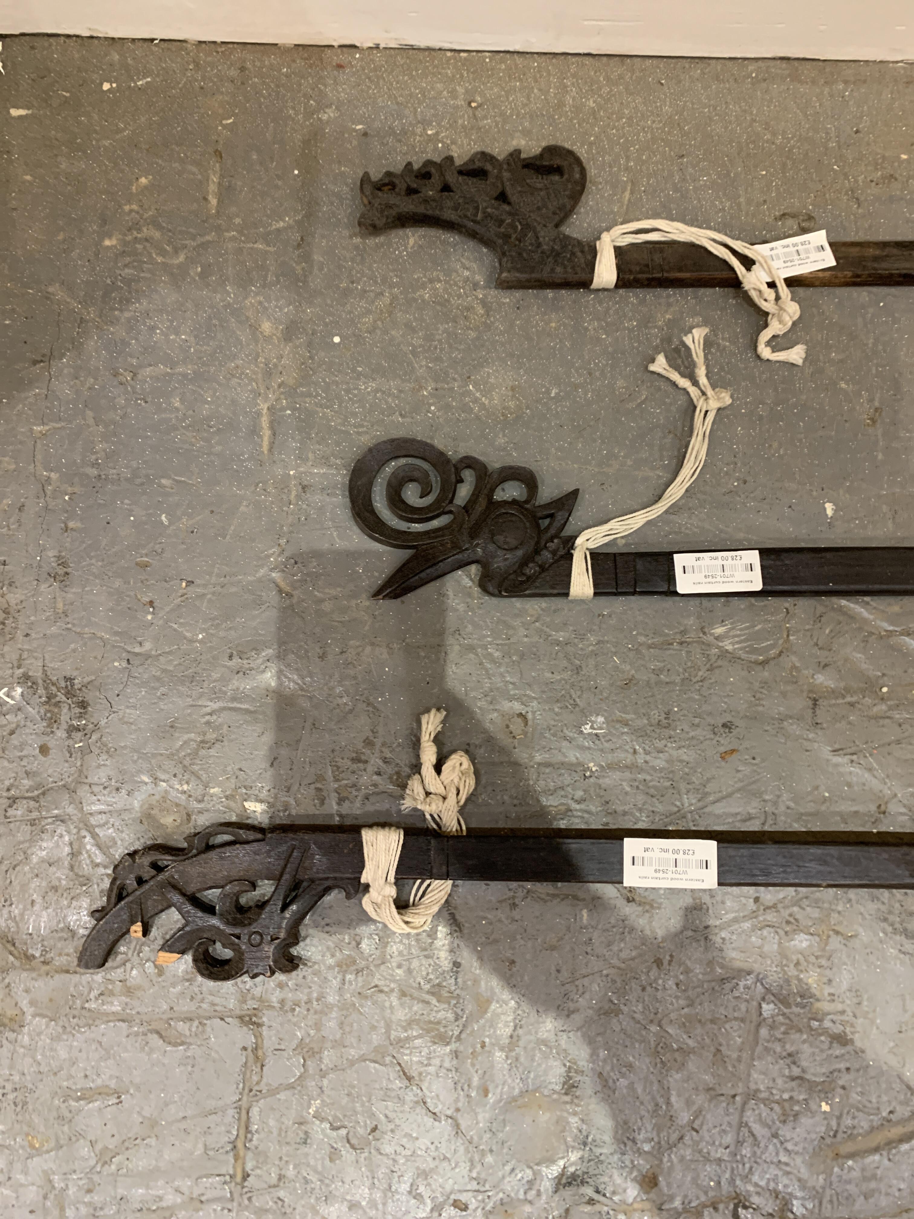 Eastern Ebonised Wood Curtain Rails