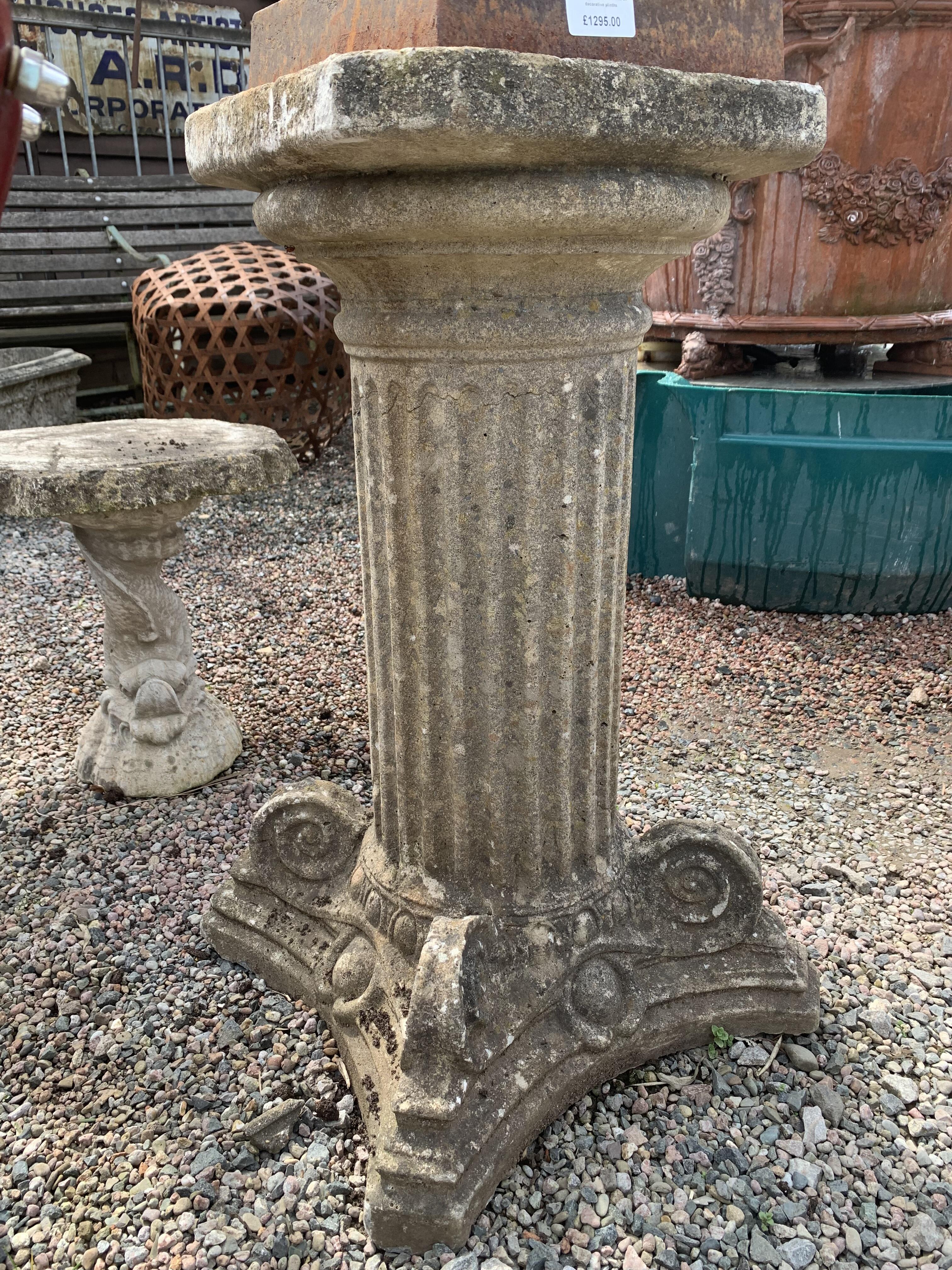 Antique Pair Cast Iron Urns on Decorative Plinths