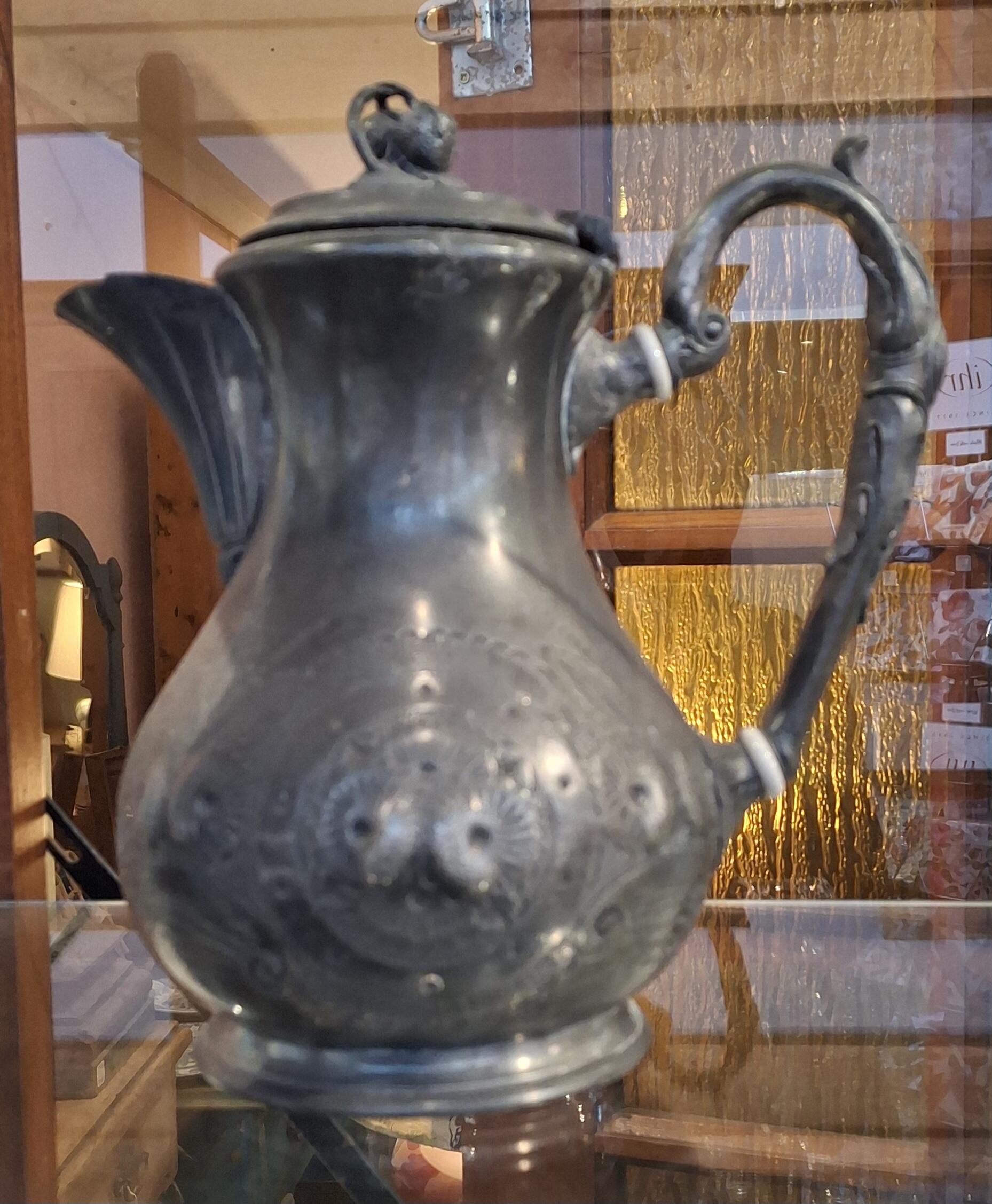 Antique English Pewter Hot Water Jug