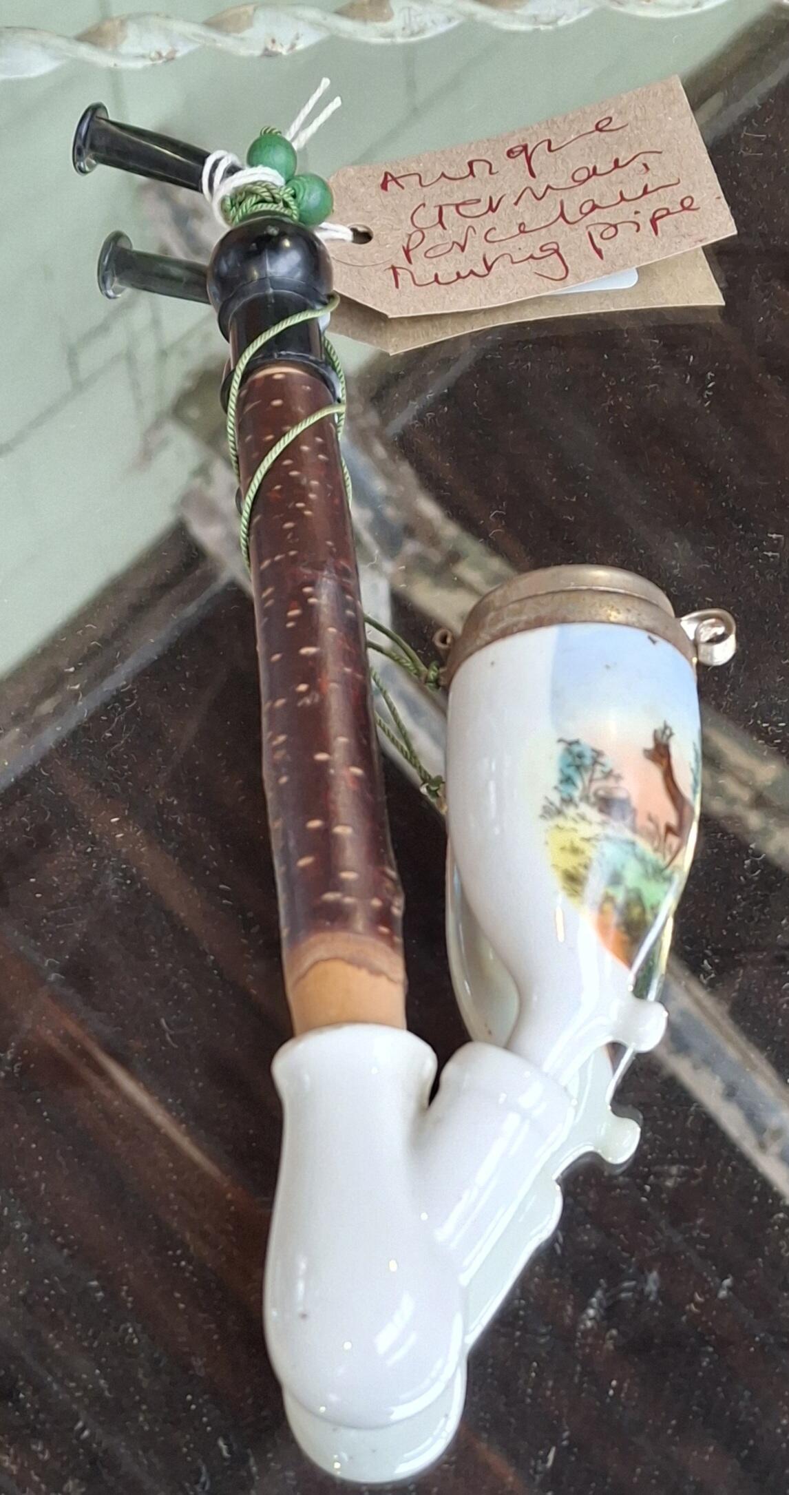 Antique German Porcelain Hunting Pipe