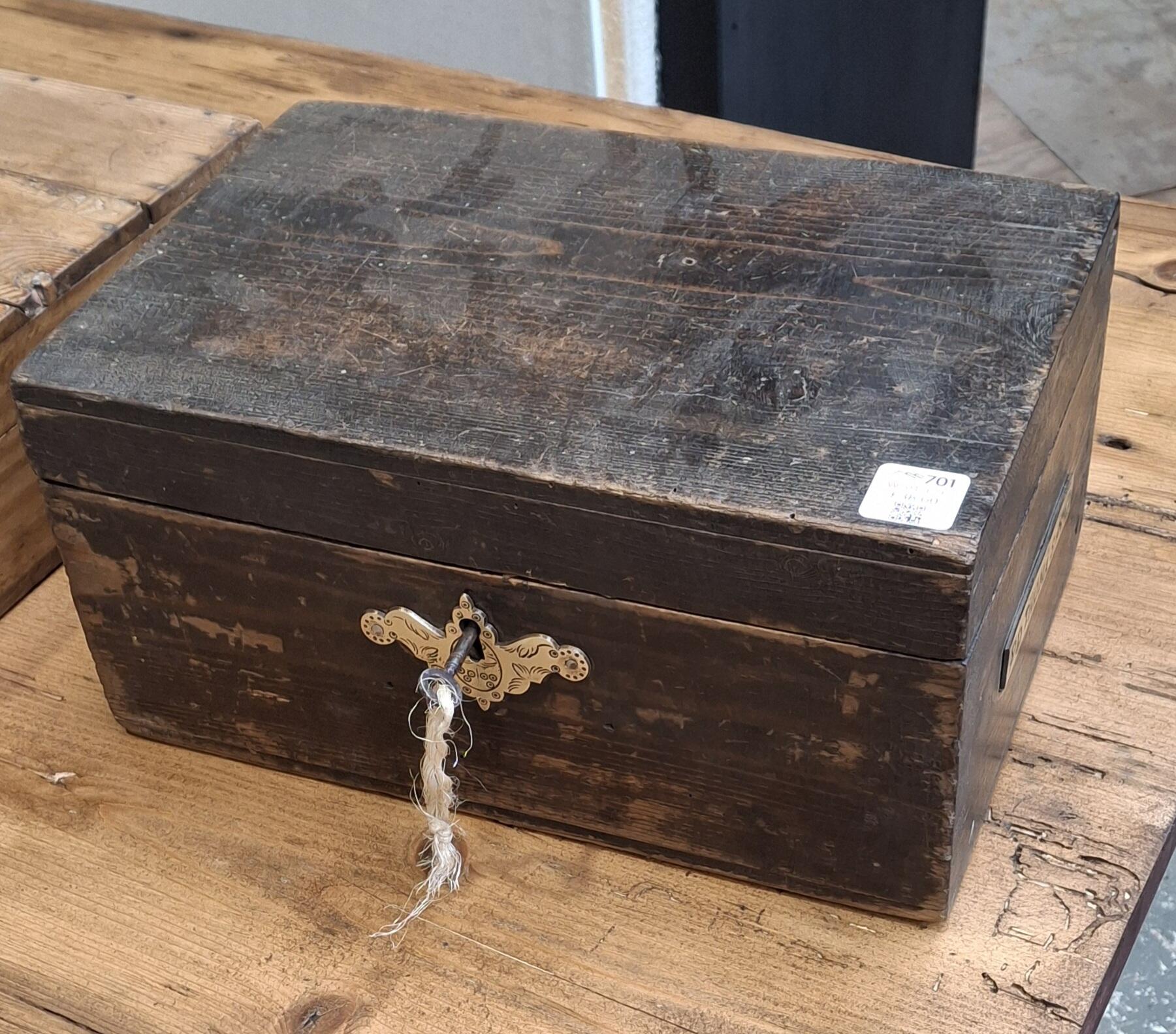 Antique Wooden Box with D Thomas Label