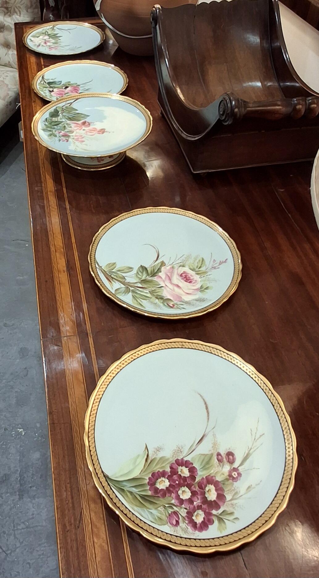 Handpainted Floral Dessert Service Plates