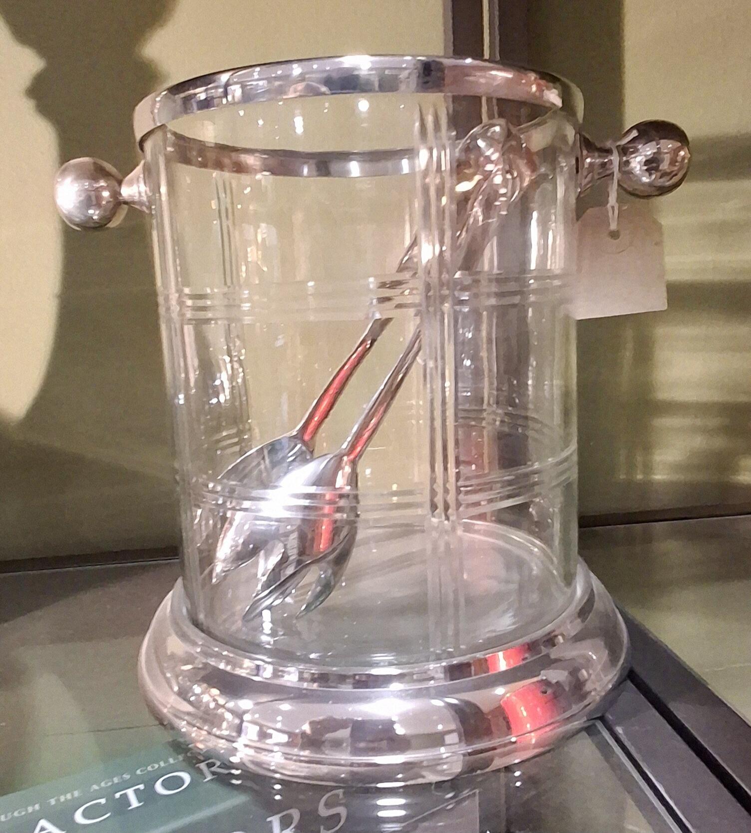 Elegant Glass Ice Bucket with Metal Accents
