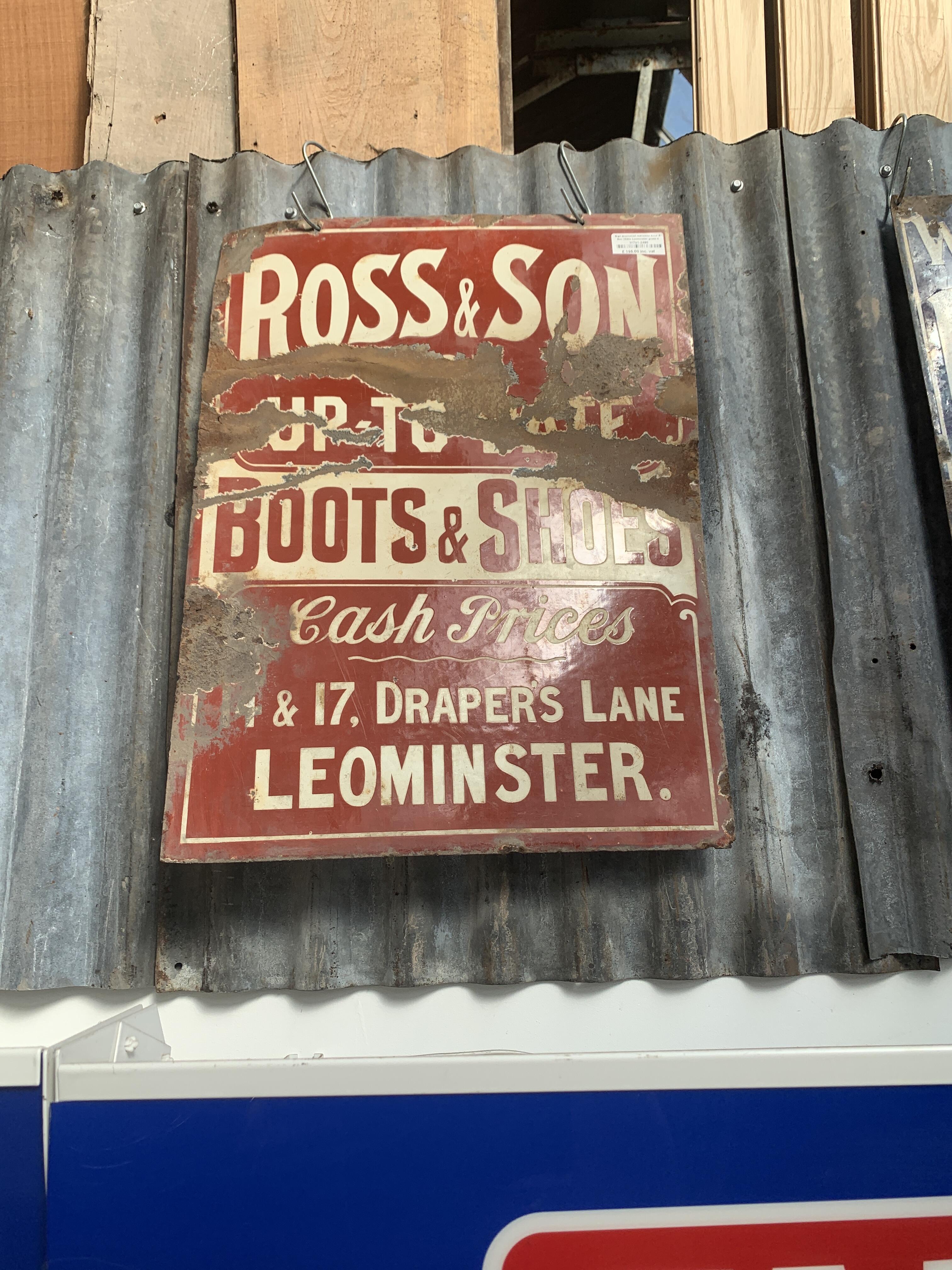 Vintage Ross & Son Enamel Sign - Leominster
