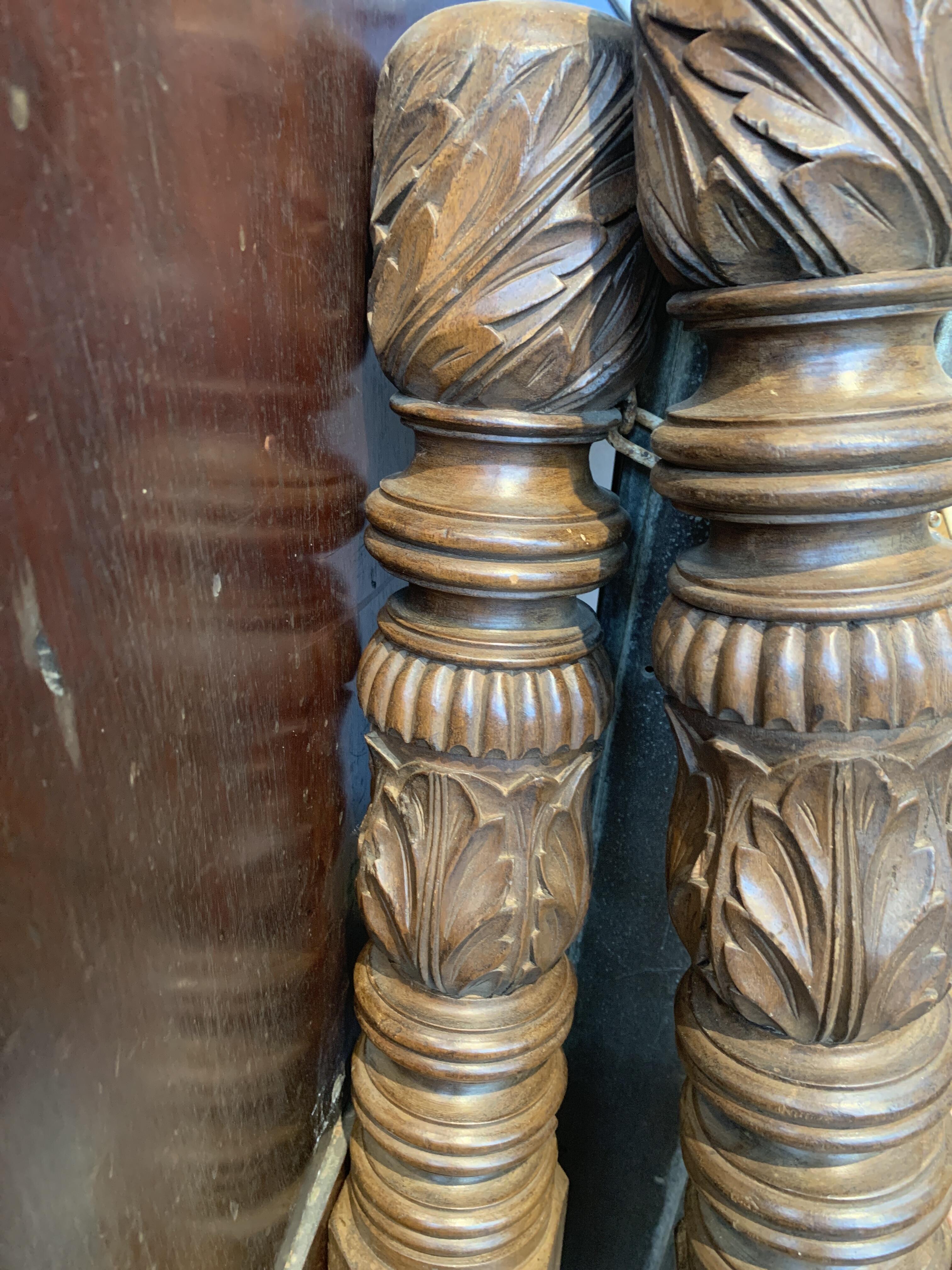 Vintage Carved Wooden Post - Ornate Design