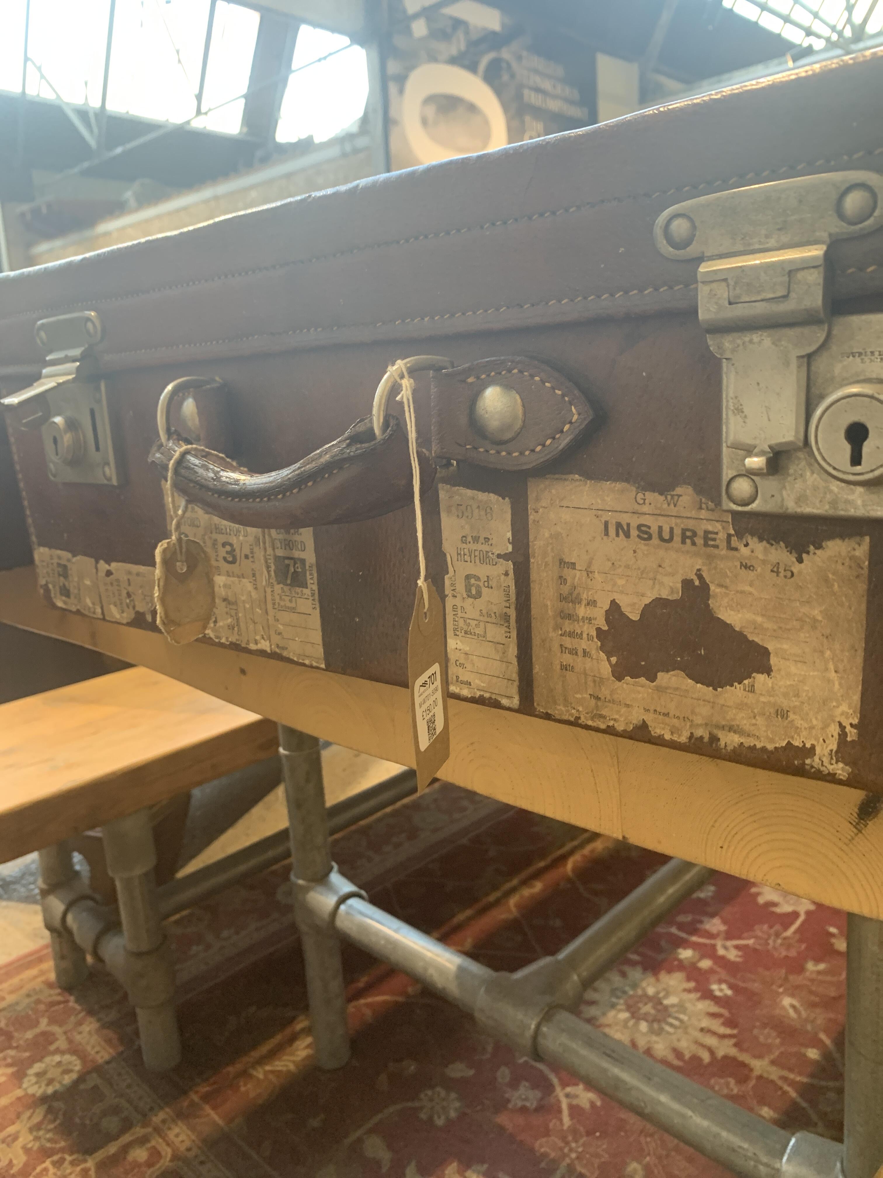 Antique Army & Navy Leather Suitcase JN238
