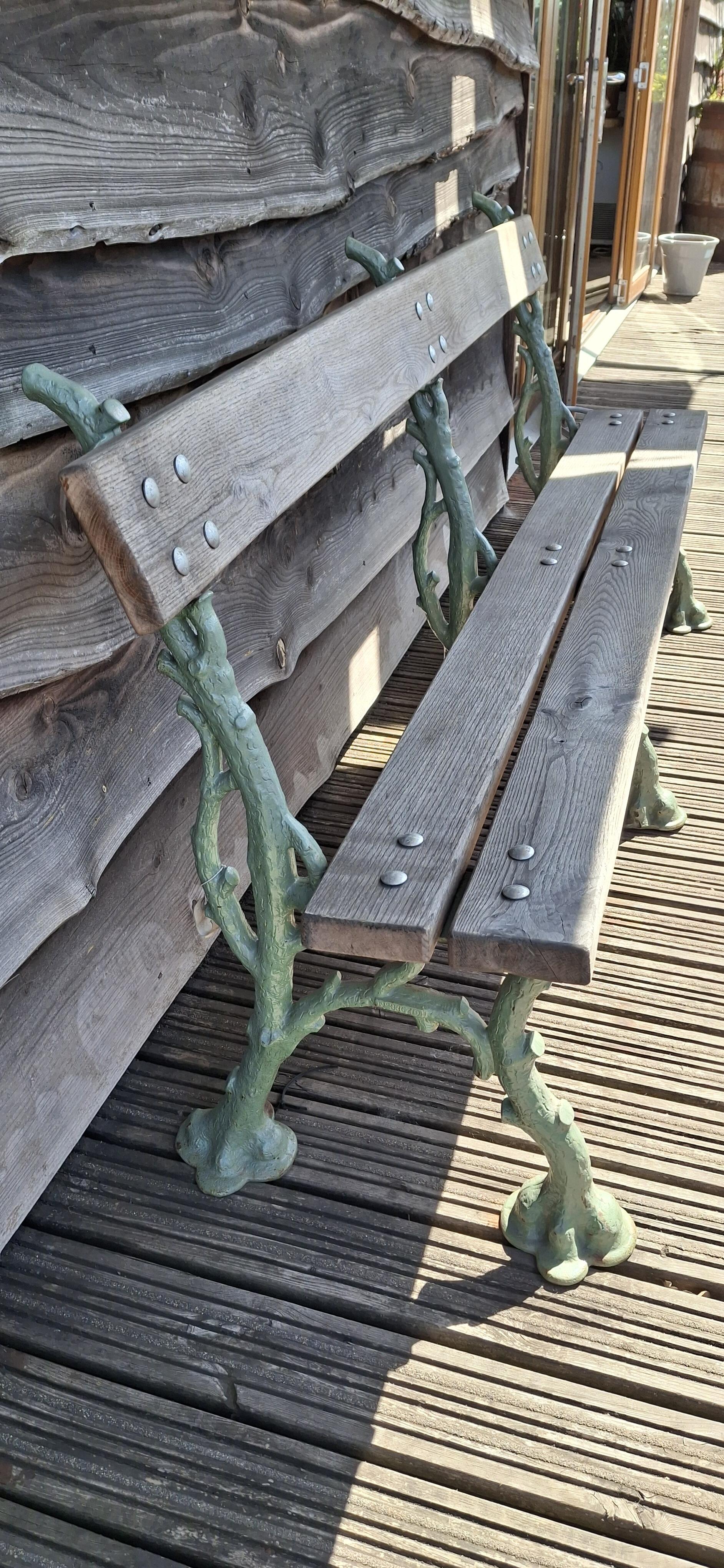 Authentic 'branch' pattern cast-iron bench