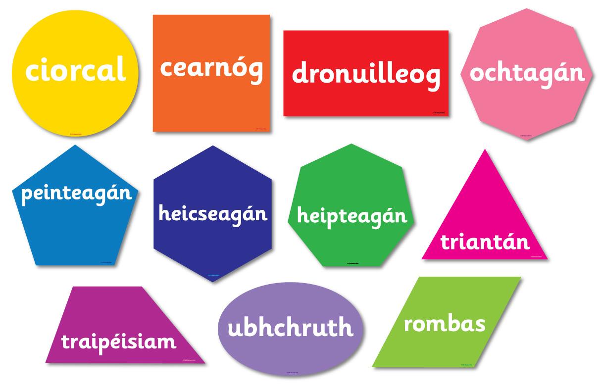 Set of 11 2D Shape Signs (as Gaeilge)