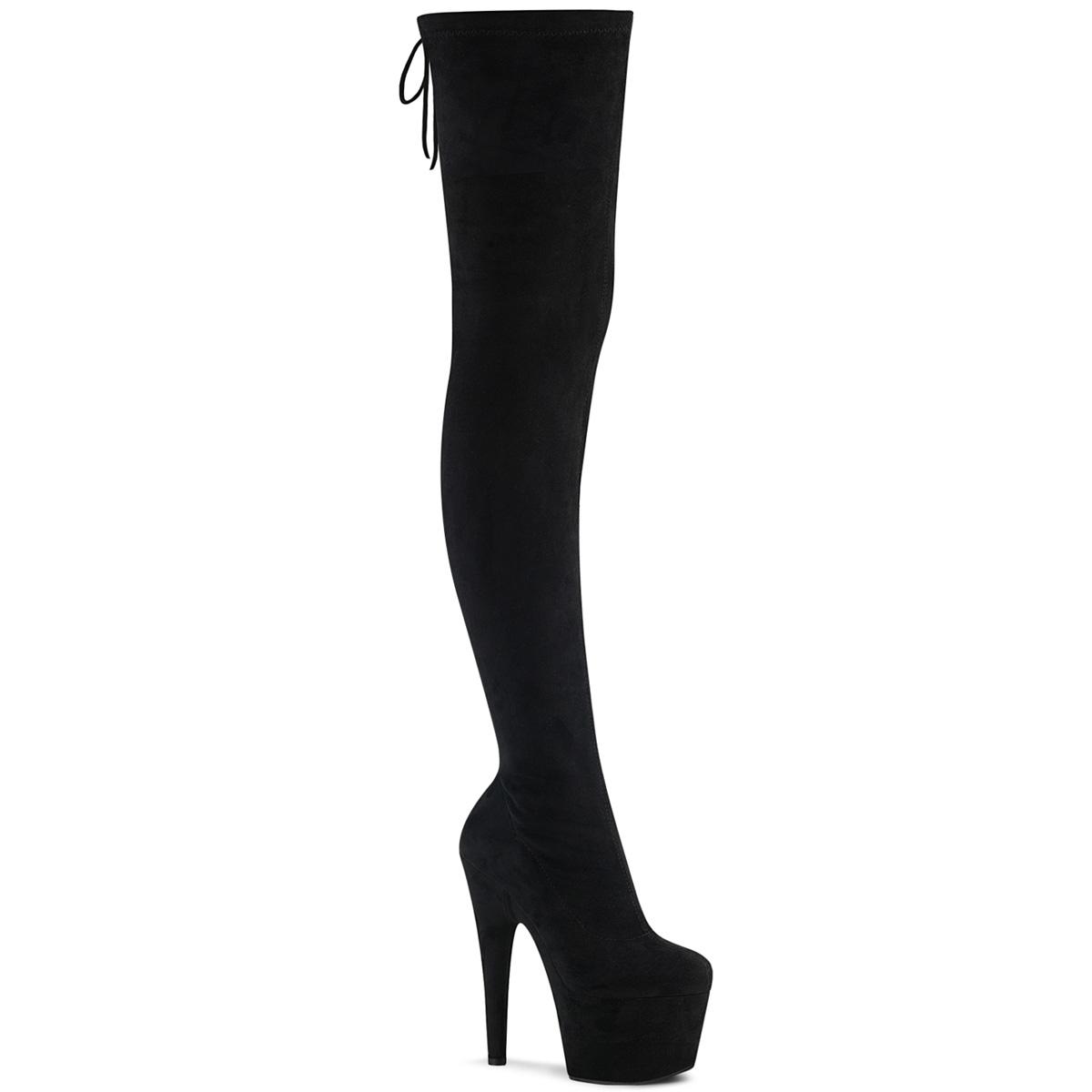 Black Suede Over The Knee Pull On Boots