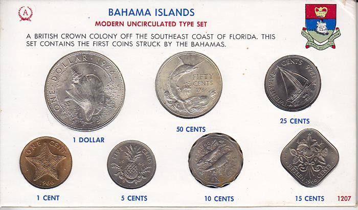 1966 Uncirculated Bahamas 5 Cents 
