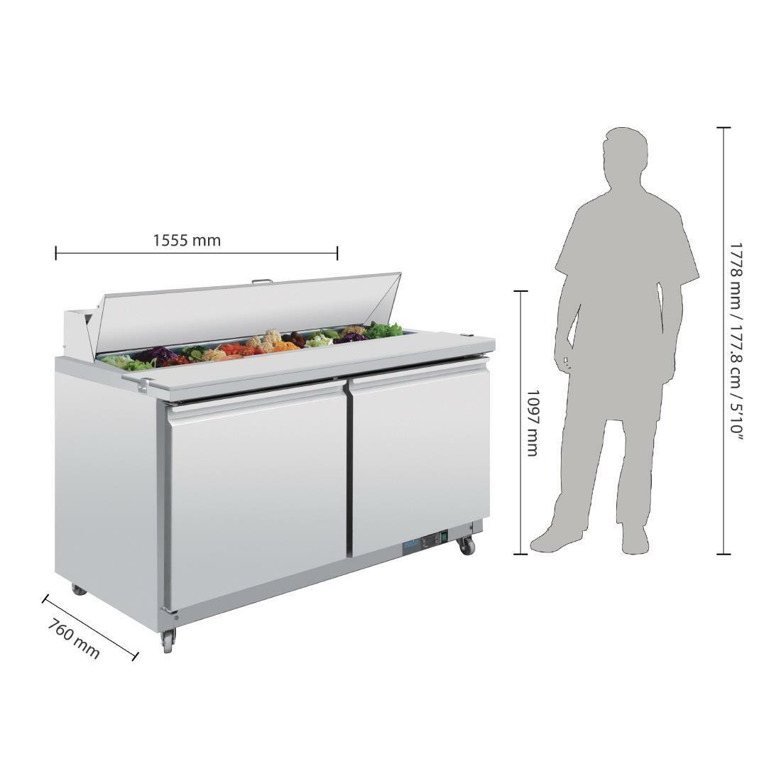 GD883 G TSSU60 Polar U Series Double Door Prep Counter Fridge