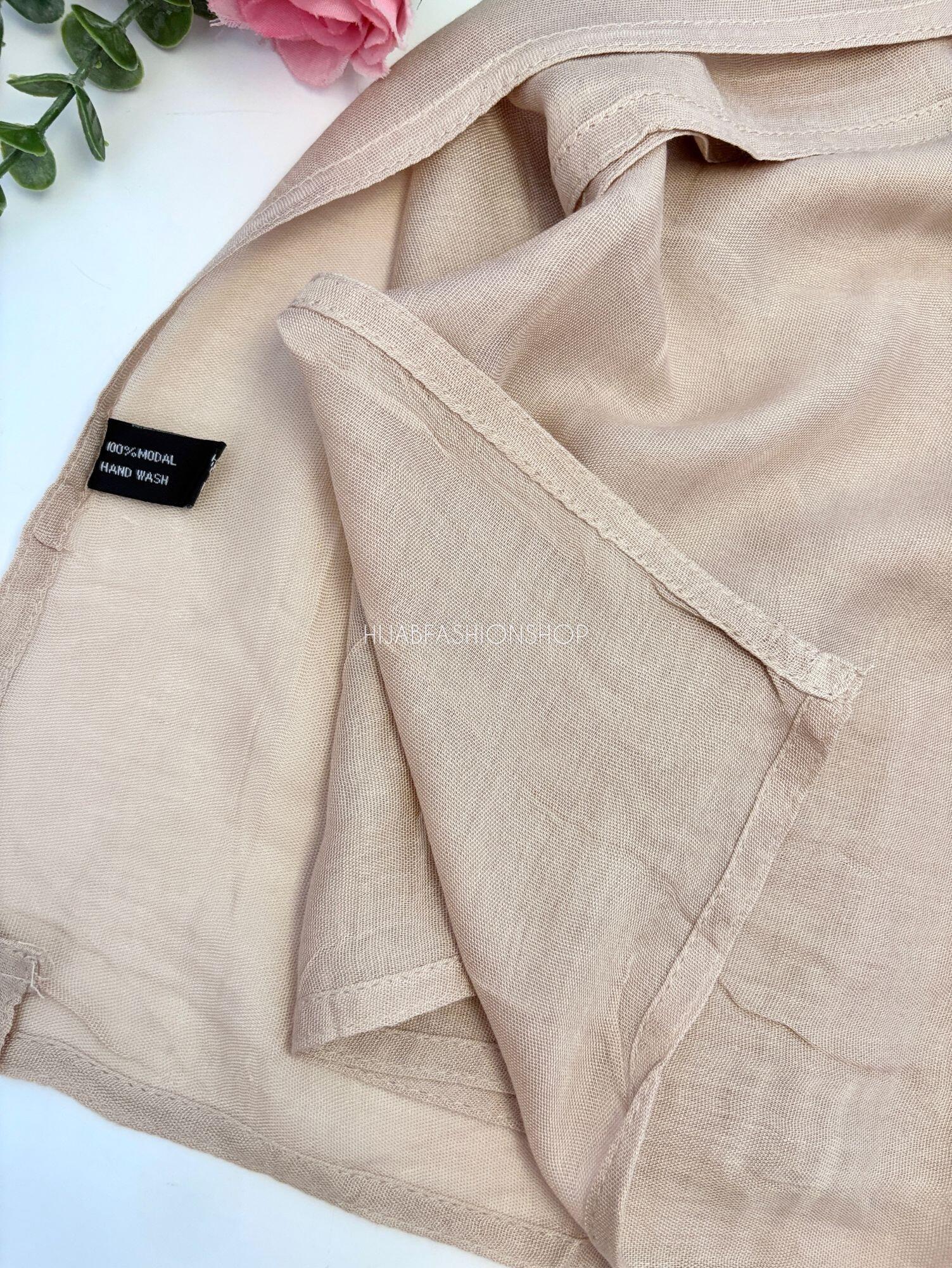 beige premium 100% modal double stitched hijab stitching