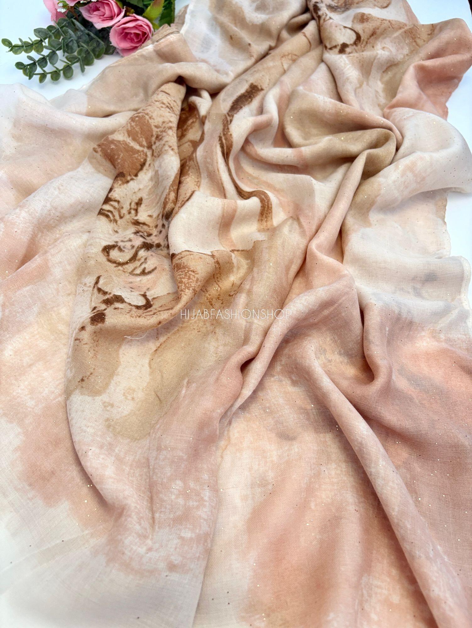 peach Water Ink Print Hijab