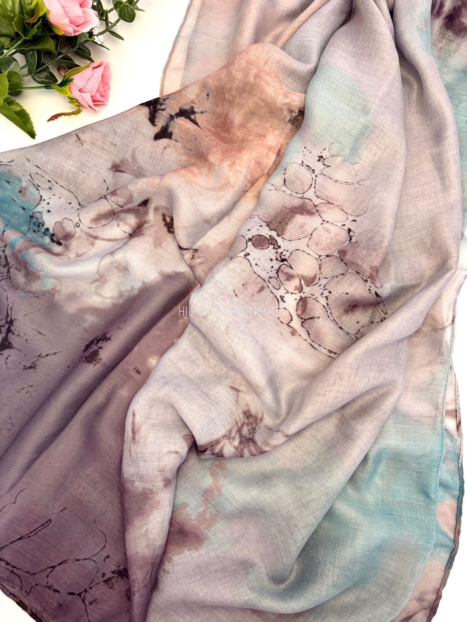 grey teal marble watercolour modal hijab