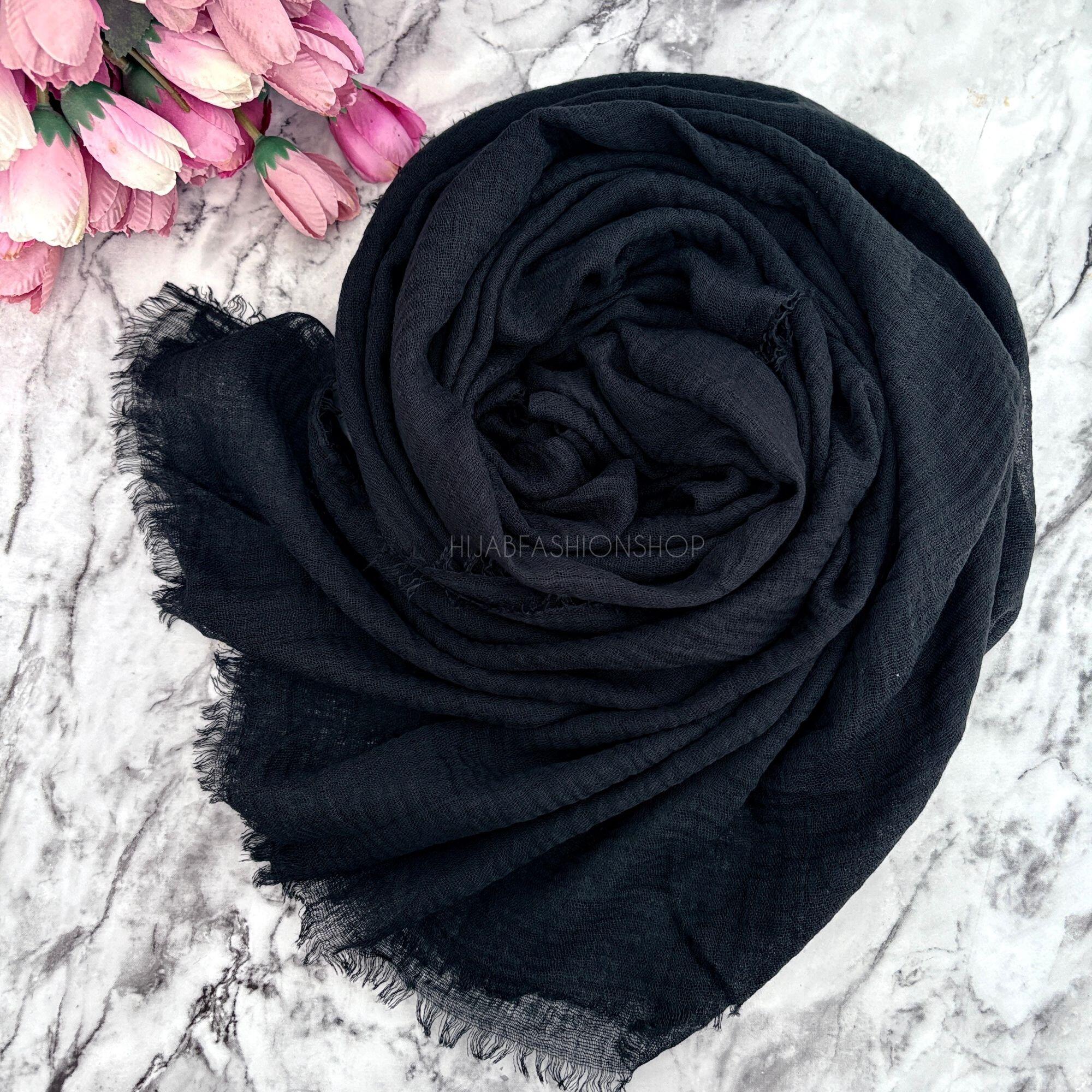 black crimp crinkle hijab
