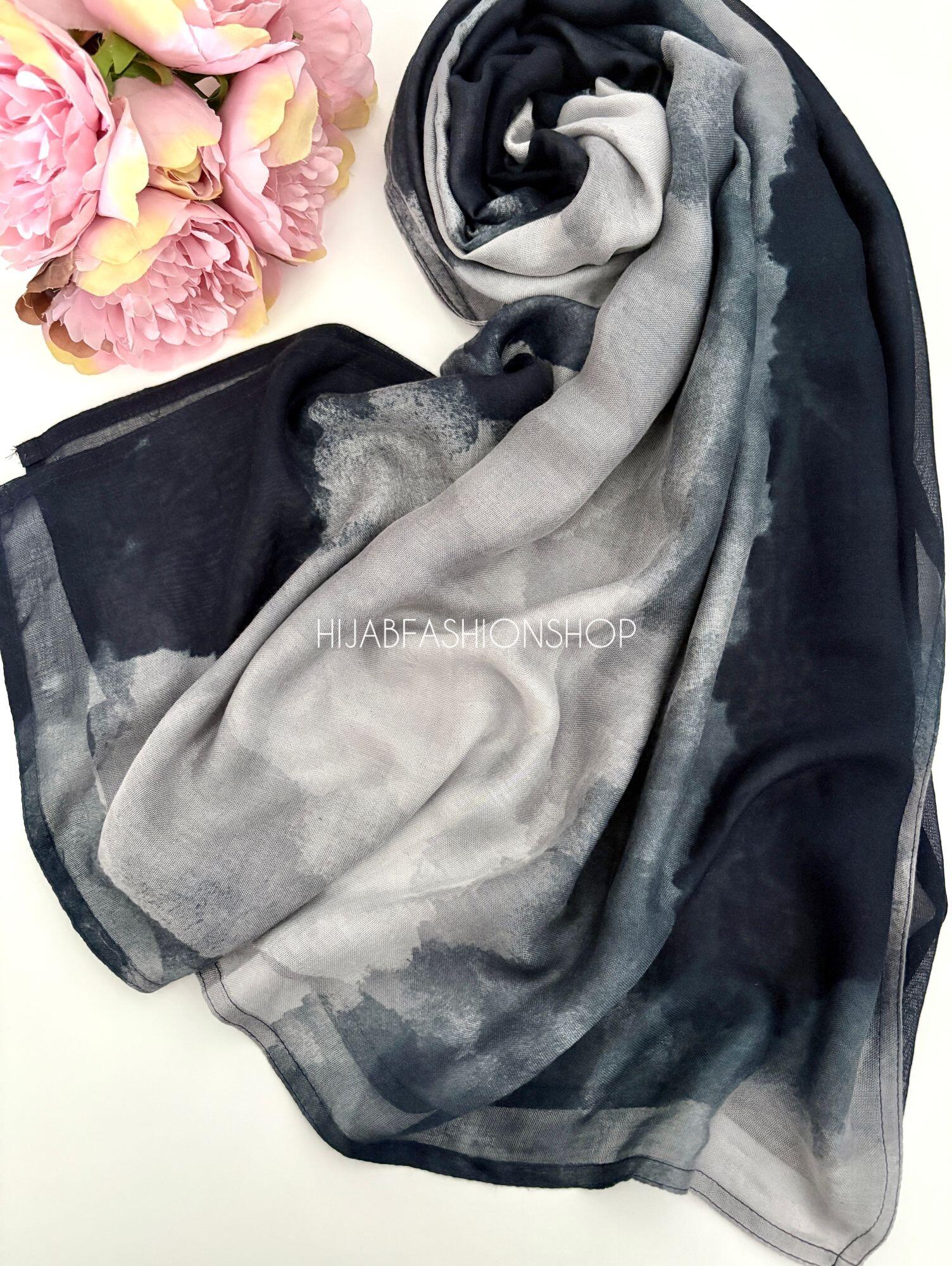 grey watercolour modal hijab