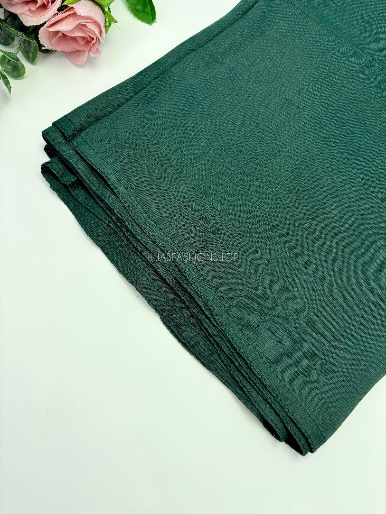dark green premium 100% modal double stitched hijab close up