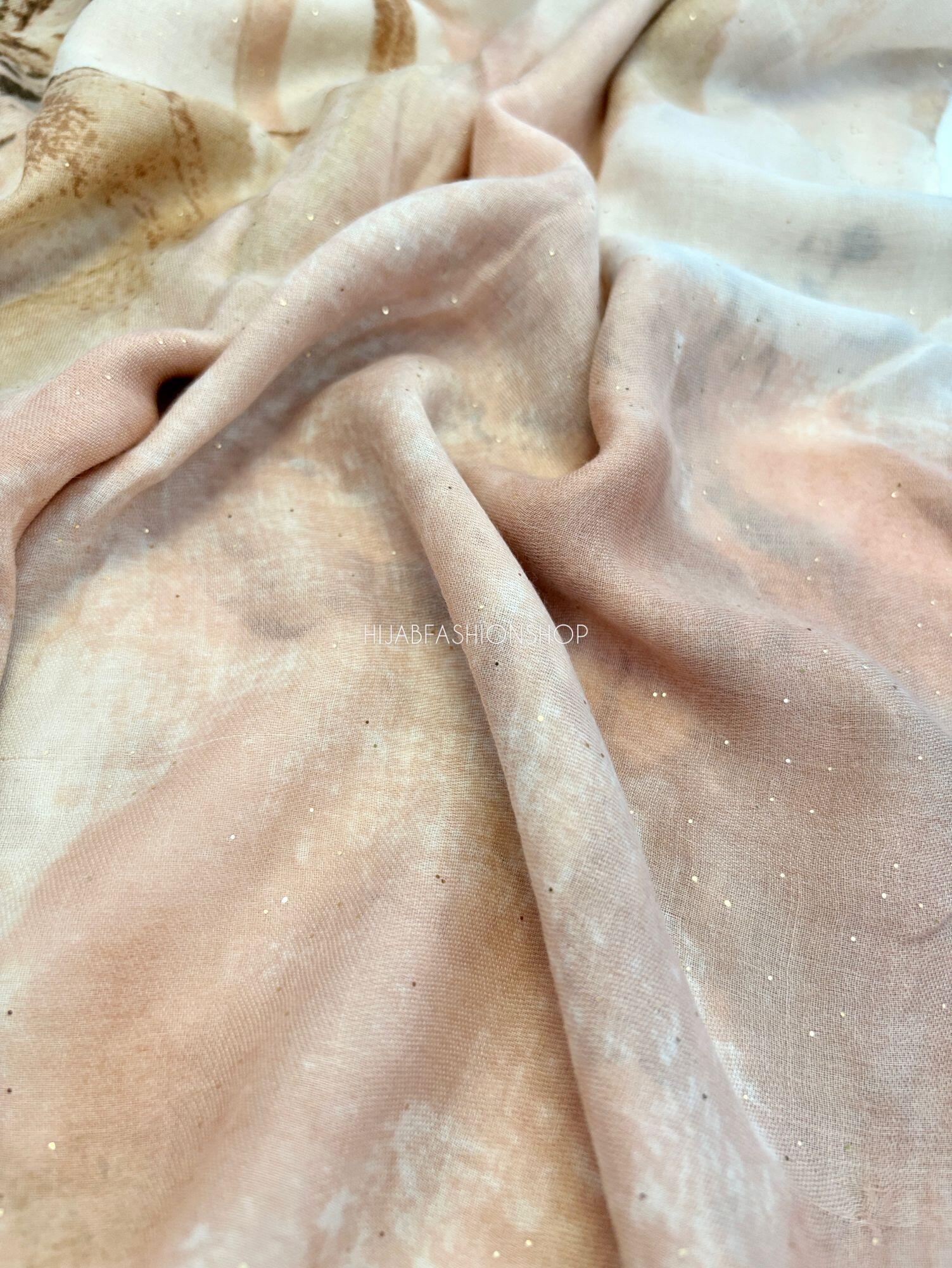 peach Water Ink Print Hijab close up
