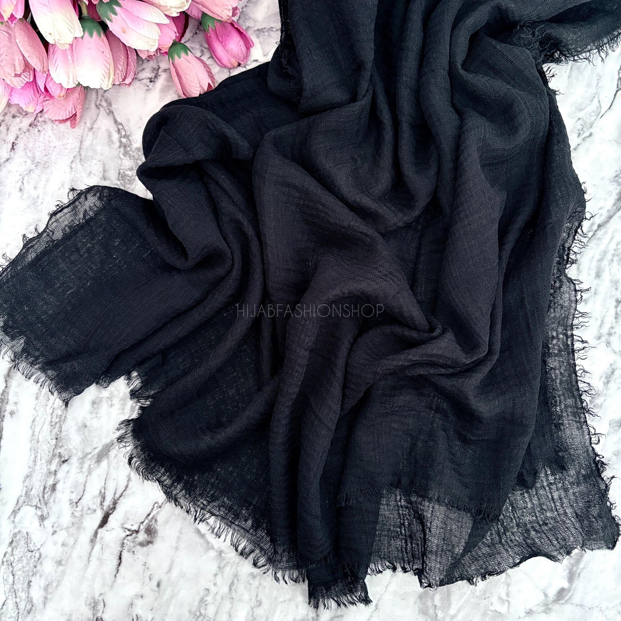 black crimp crinkle hijab