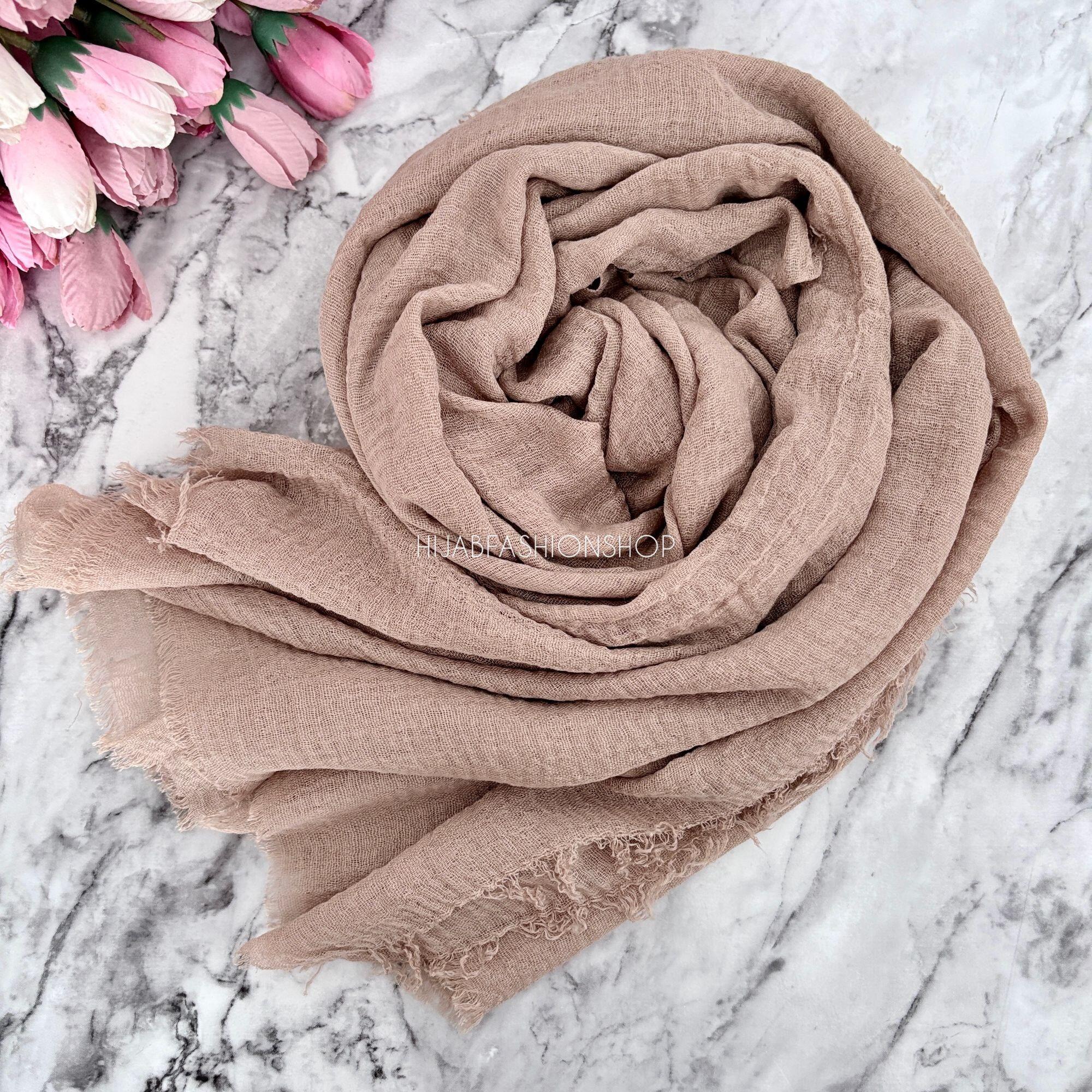 warm taupe crimp crinkle hijab