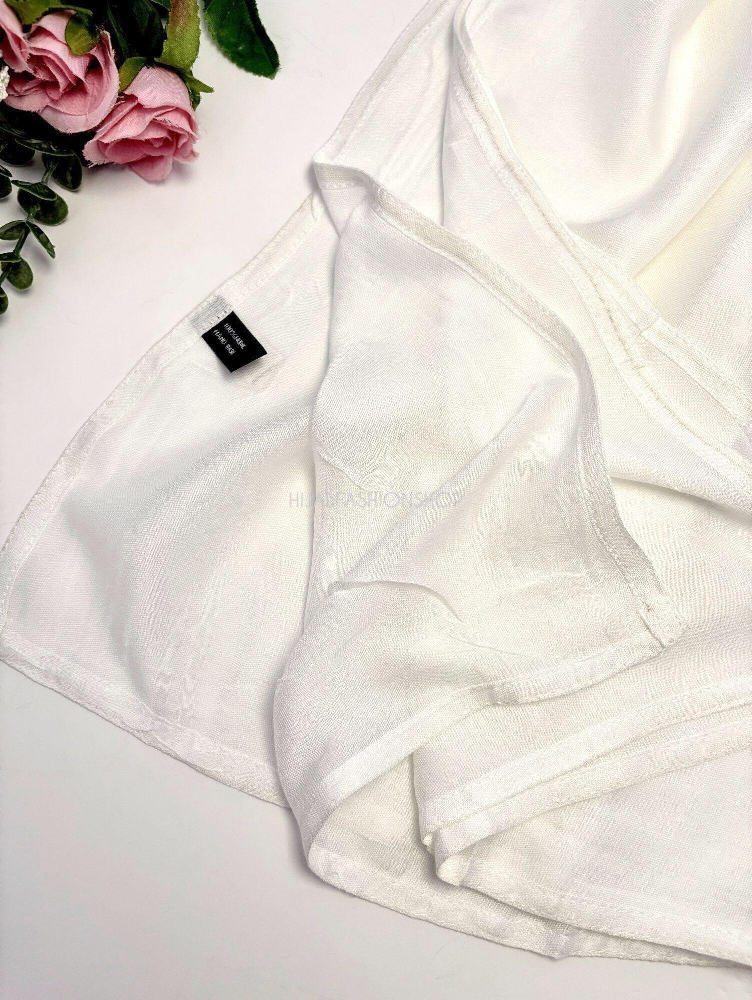 off white premium 100% modal double stitched hijab stitching