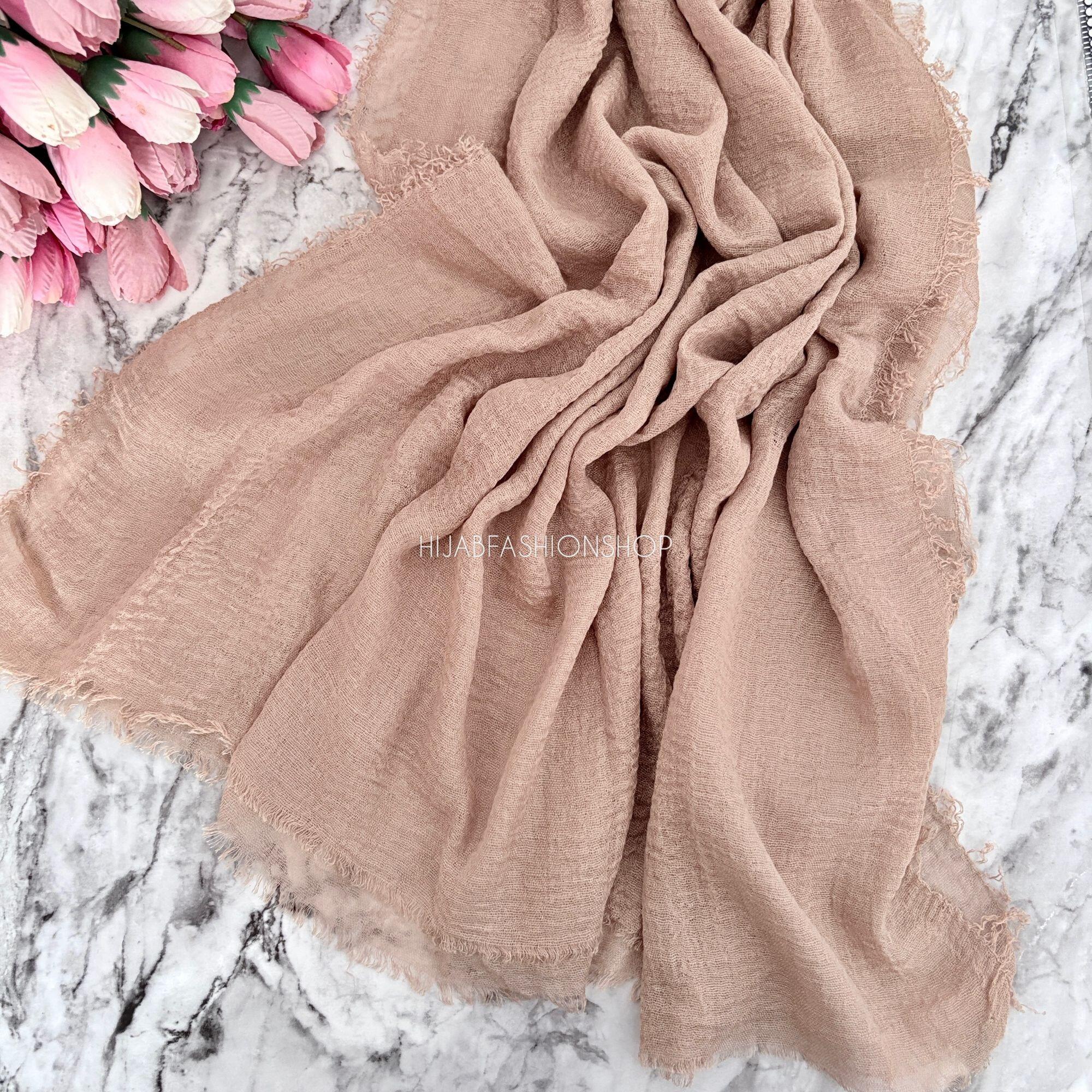 warm taupe crimp crinkle hijab