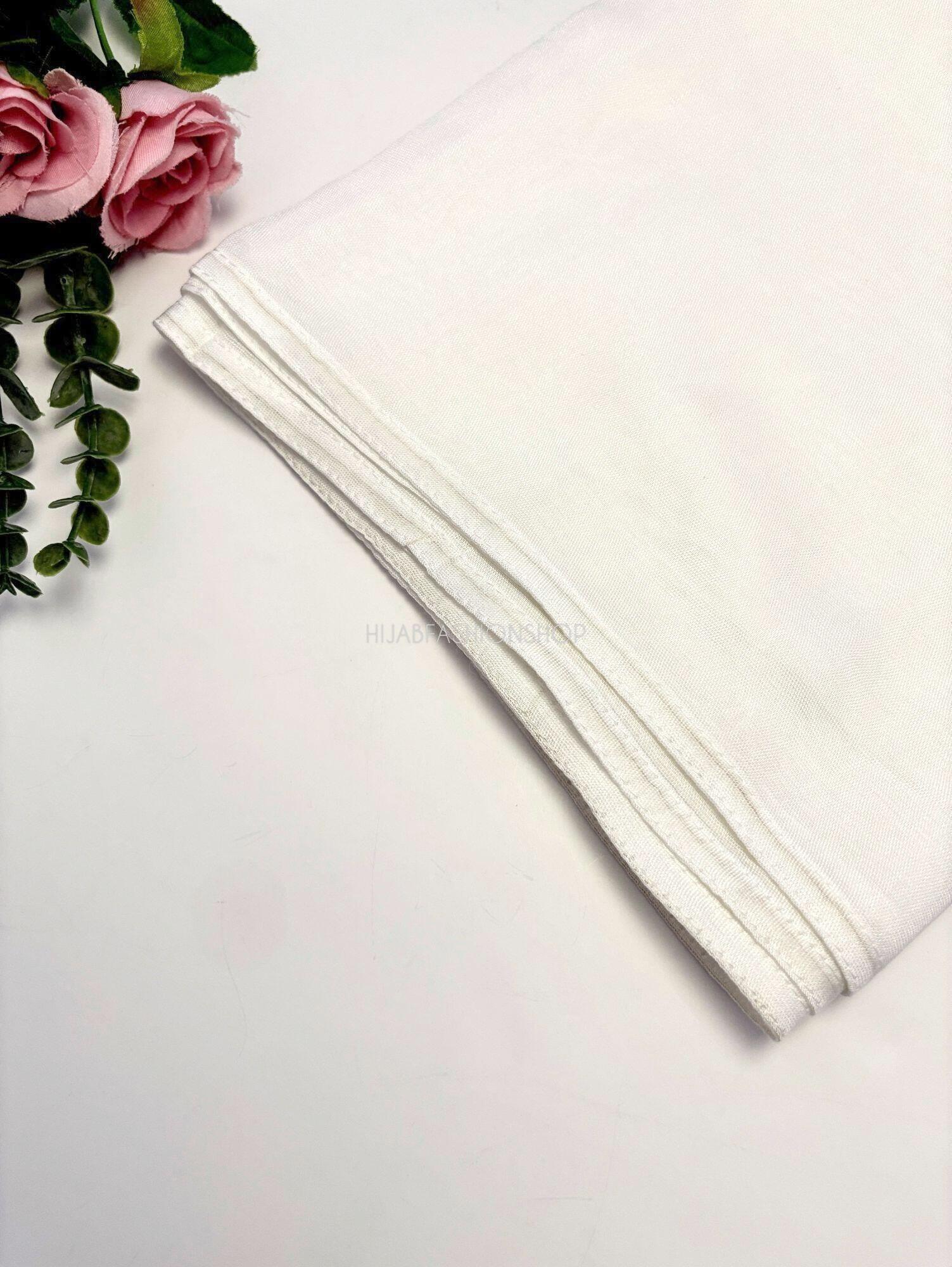 off white premium 100% modal double stitched hijab close up