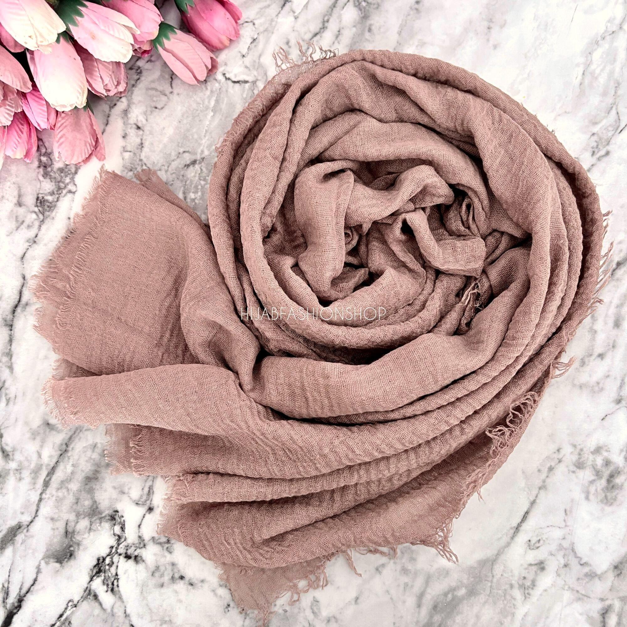 clay beige crimp crinkle hijab