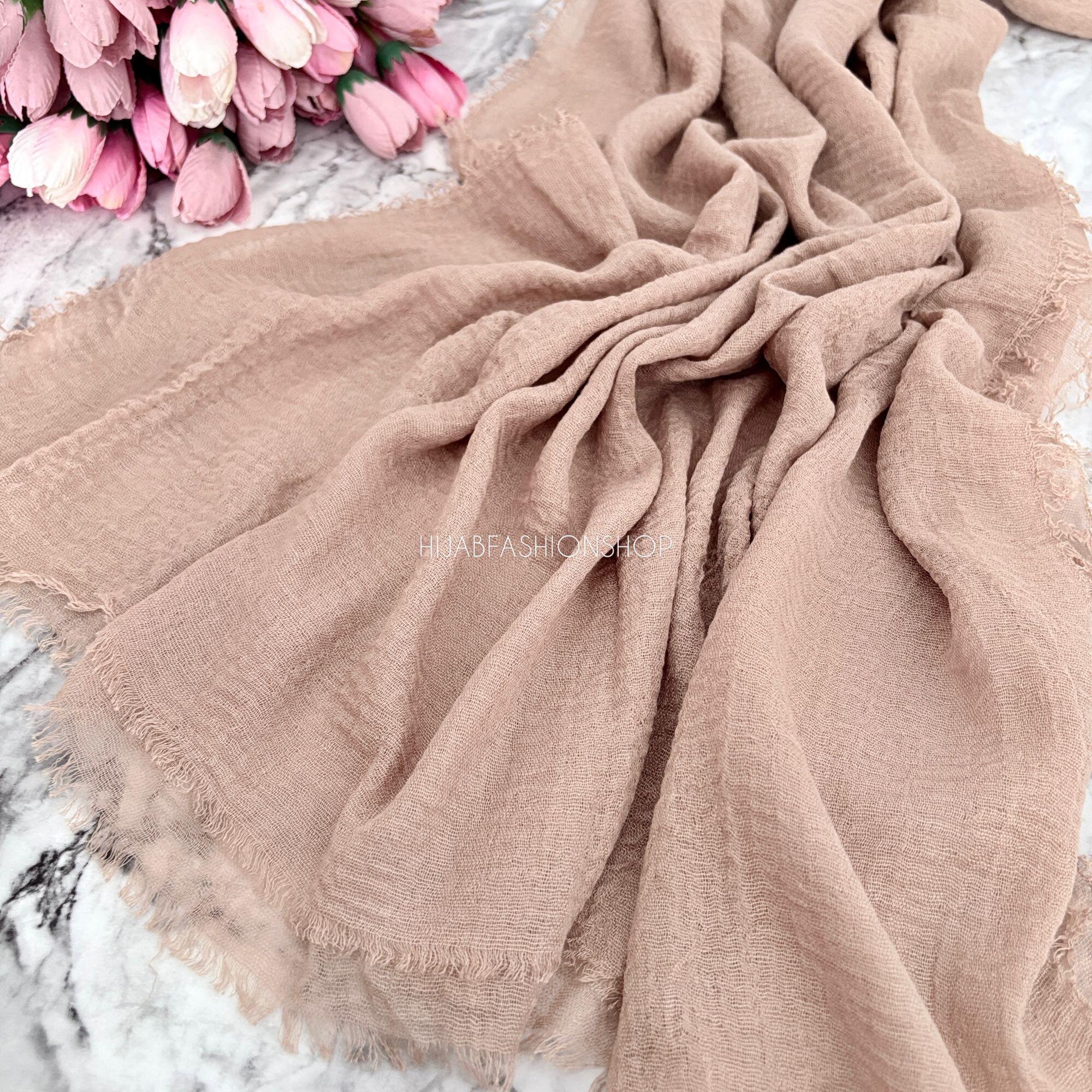 warm taupe crimp crinkle hijab