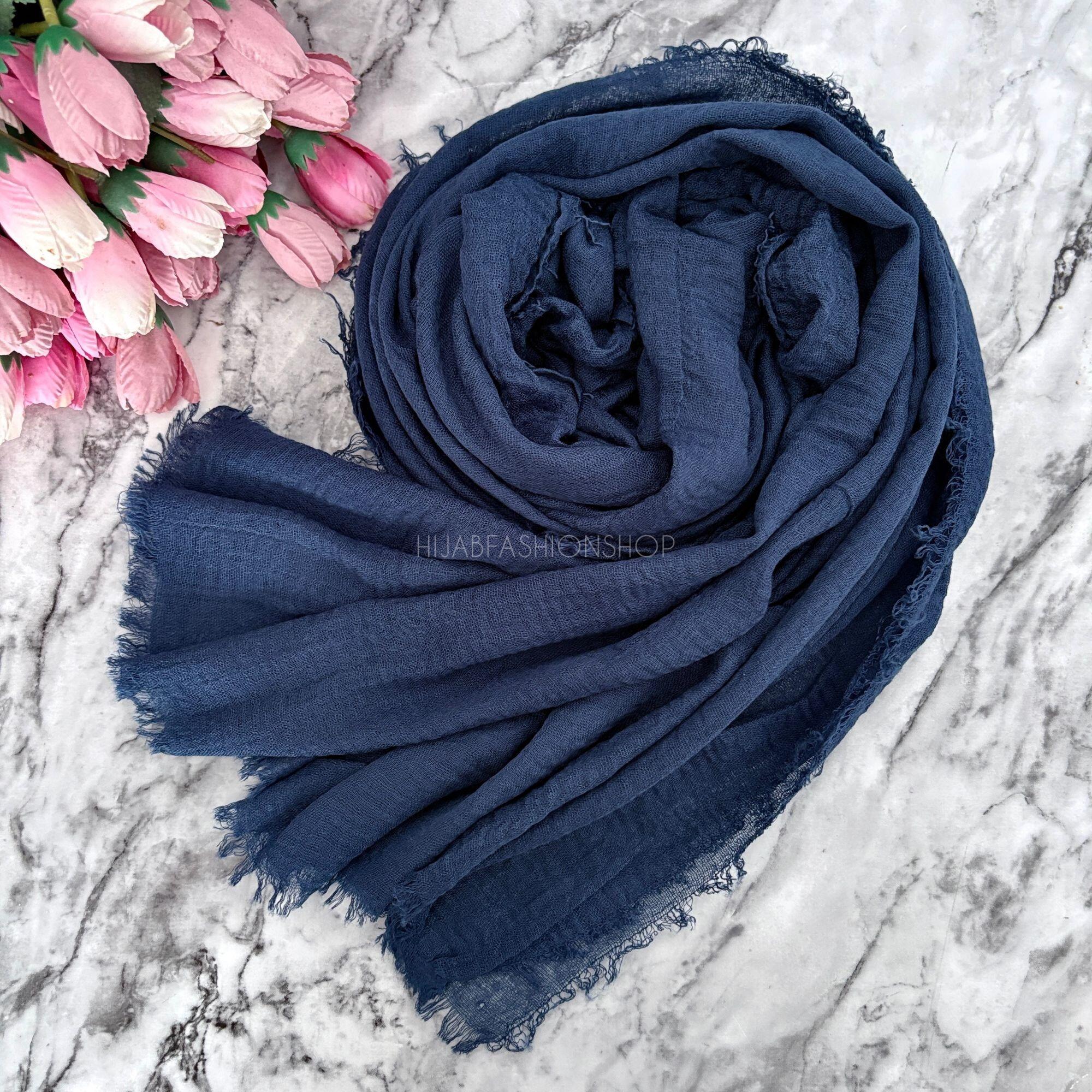 navy crimp crinkle hijab