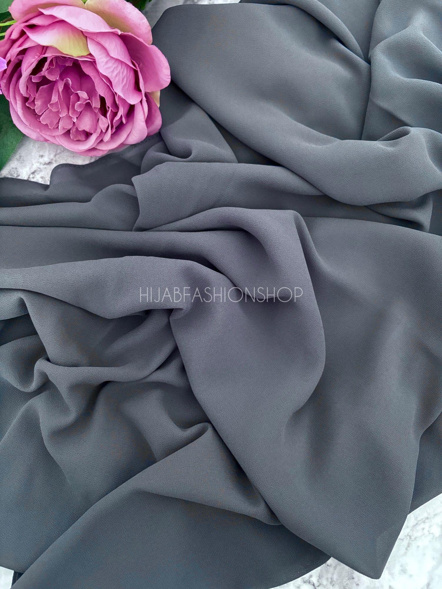 dark grey crepe chiffon hijab